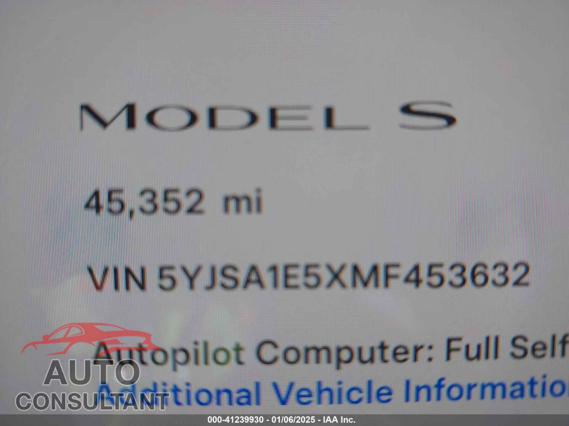 TESLA MODEL S 2021 - 5YJSA1E5XMF453632