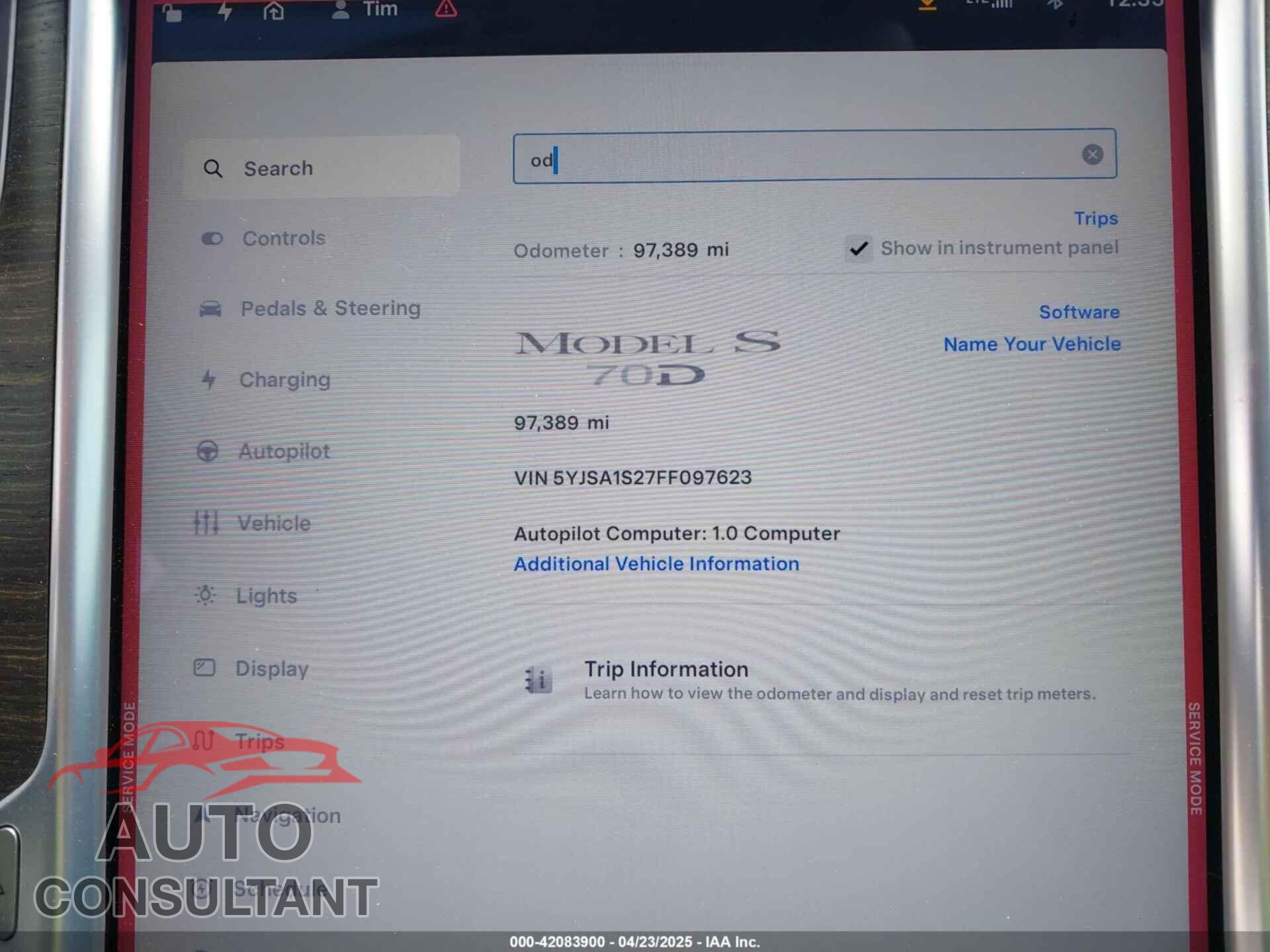 TESLA MODEL S 2015 - 5YJSA1S27FF097623