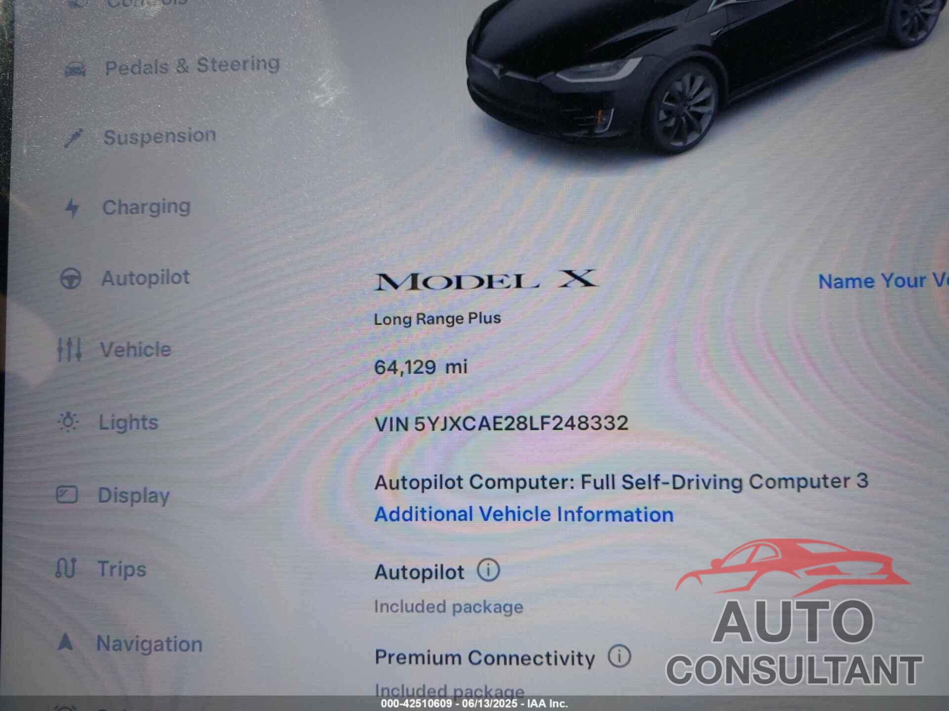 TESLA MODEL X 2020 - 5YJXCAE28LF248332