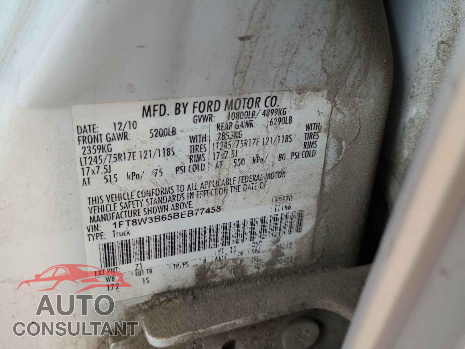 FORD F-350 2011 - 1FT8W3B65BEB77458