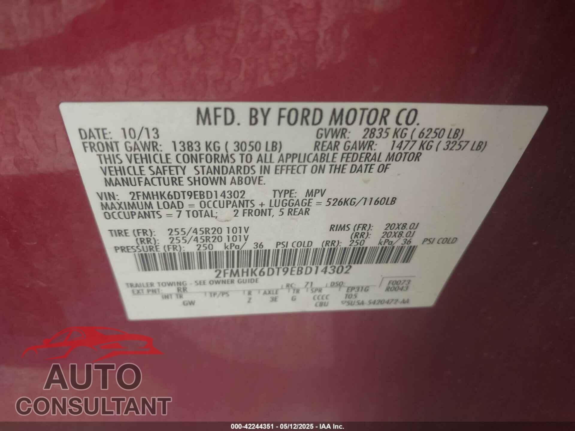 FORD FLEX 2014 - 2FMHK6DT9EBD14302
