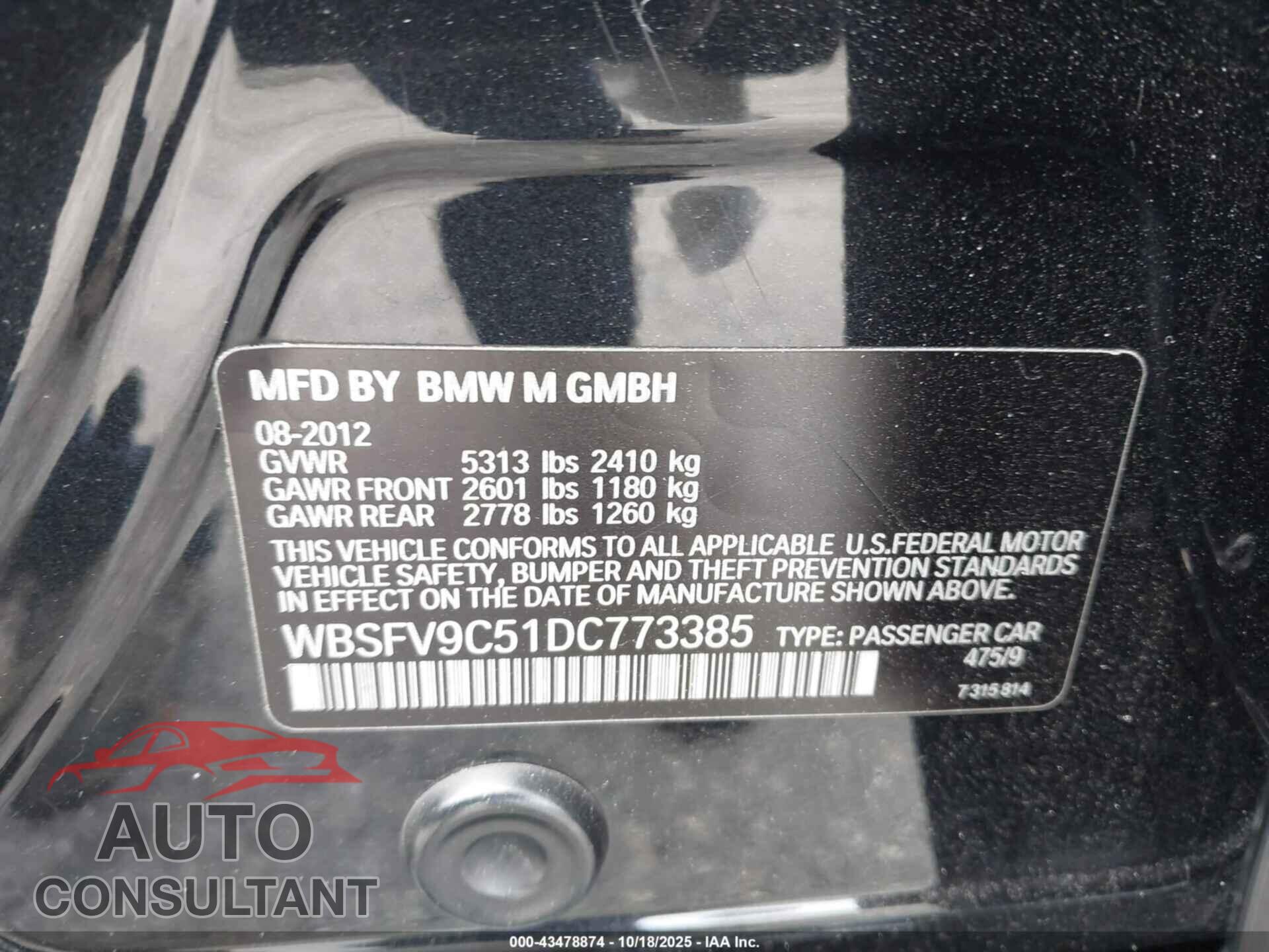 BMW M5 2013 - WBSFV9C51DC773385