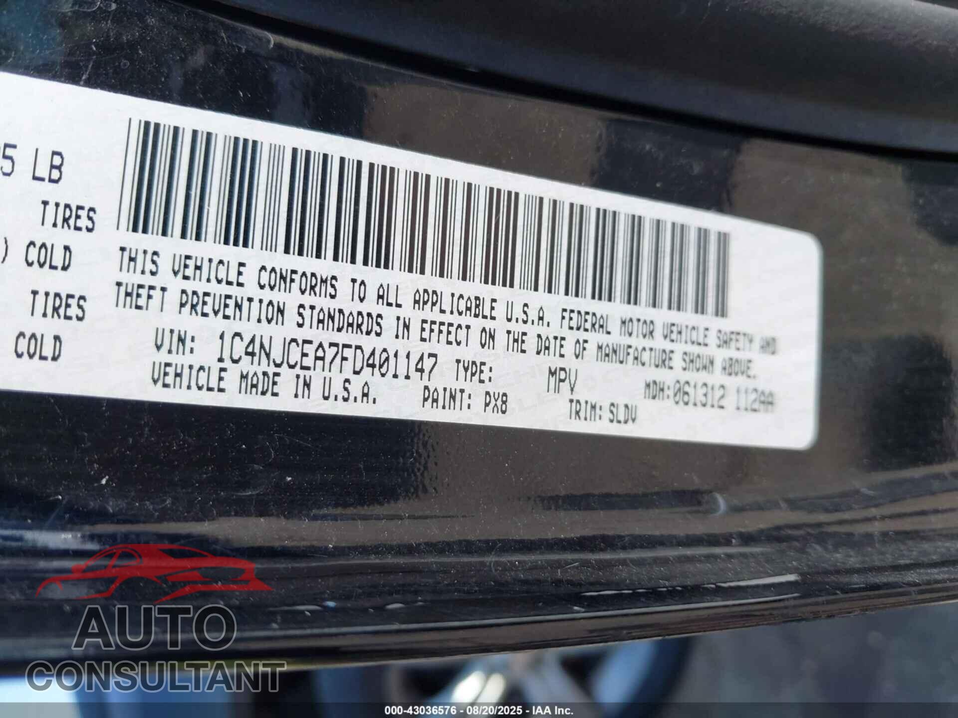 JEEP COMPASS 2015 - 1C4NJCEA7FD401147