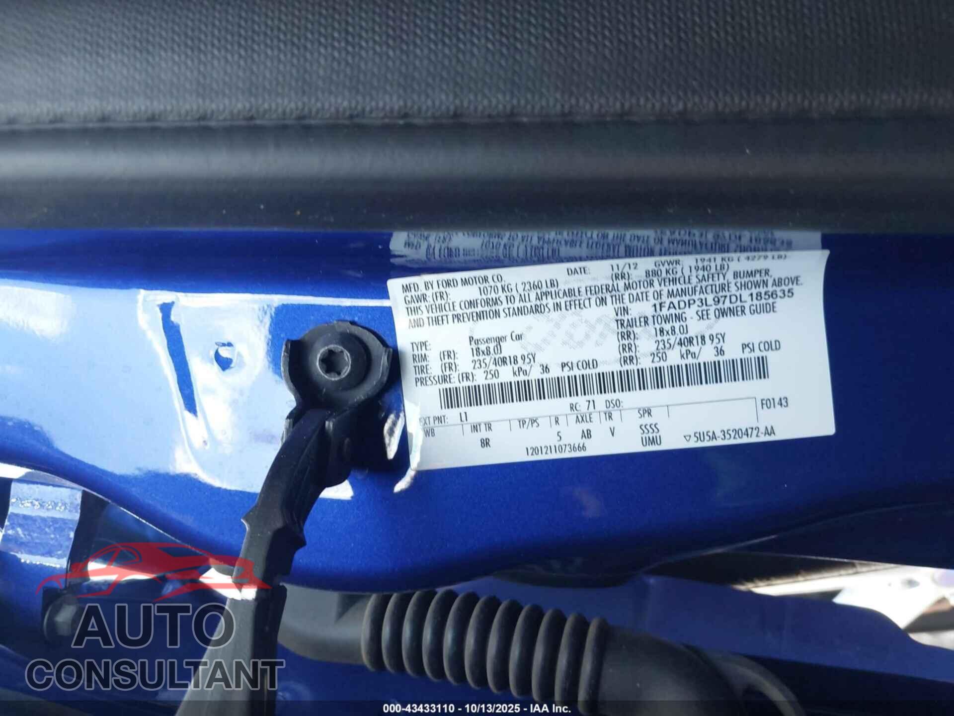 FORD FOCUS 2013 - 1FADP3L97DL185635