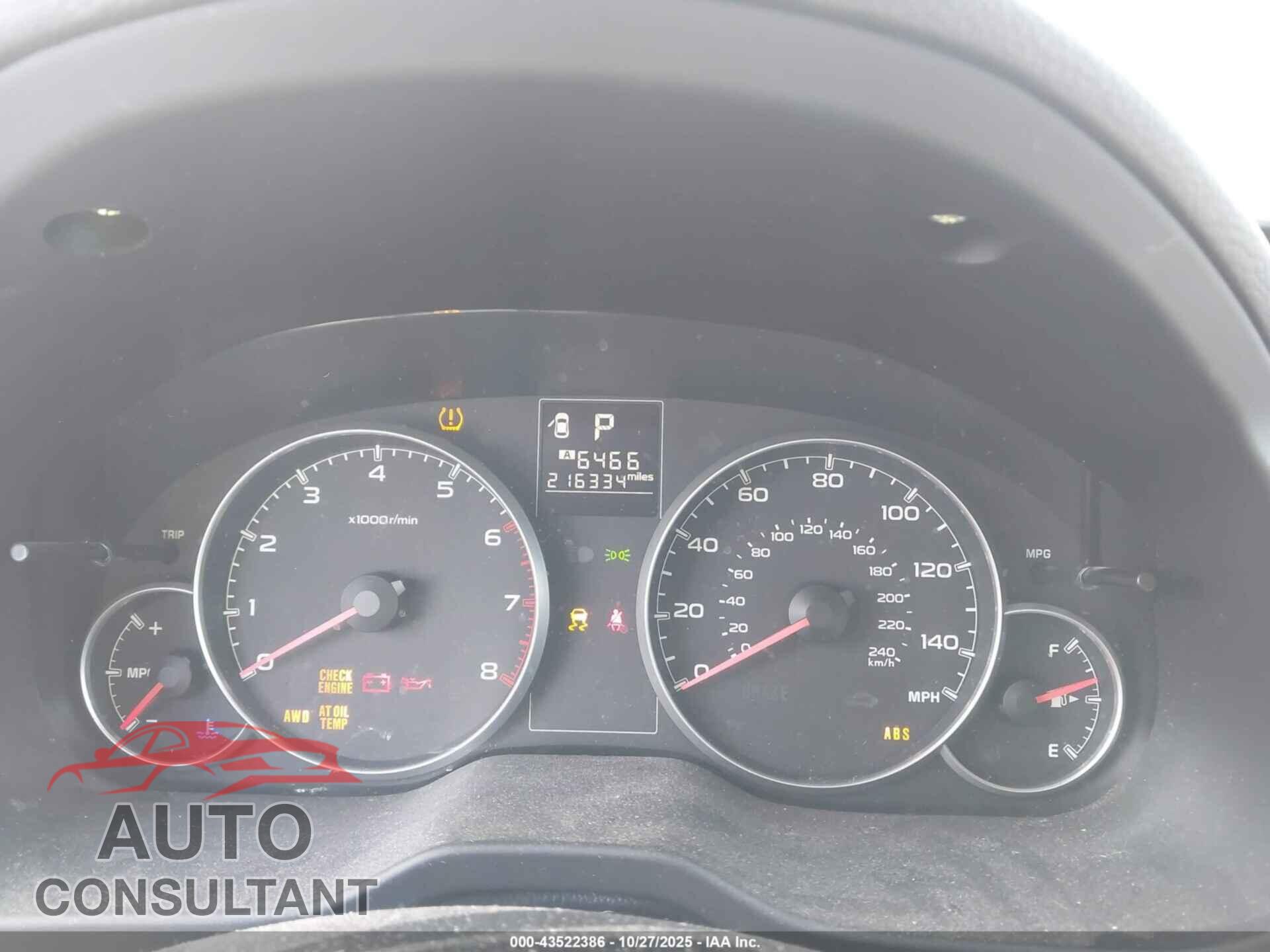 SUBARU OUTBACK 2013 - 4S4BRBCC5D3289246