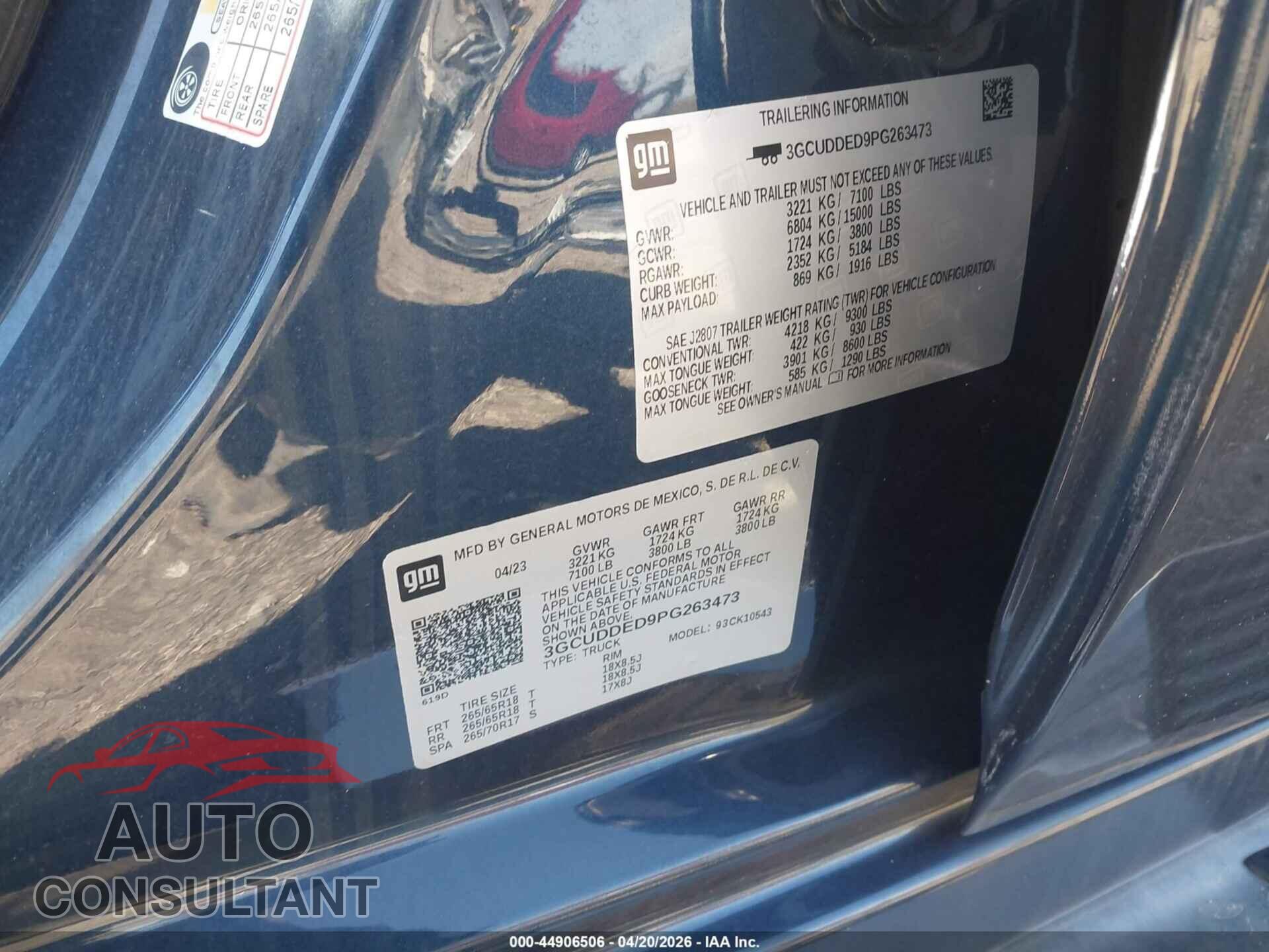 CHEVROLET SILVERADO 1500 2023 - 3GCUDDED9PG263473