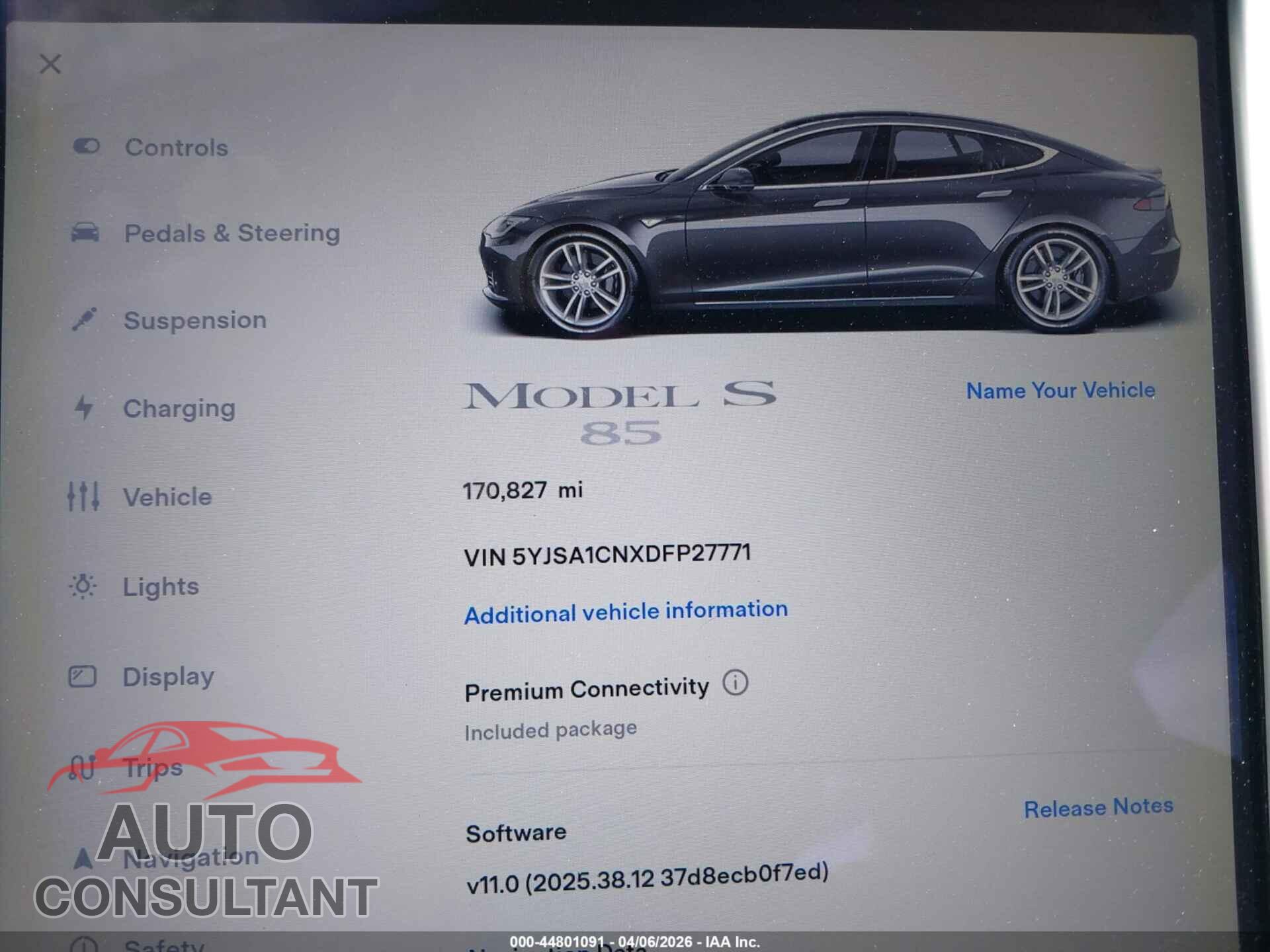TESLA MODEL S 2013 - 5YJSA1CNXDFP27771