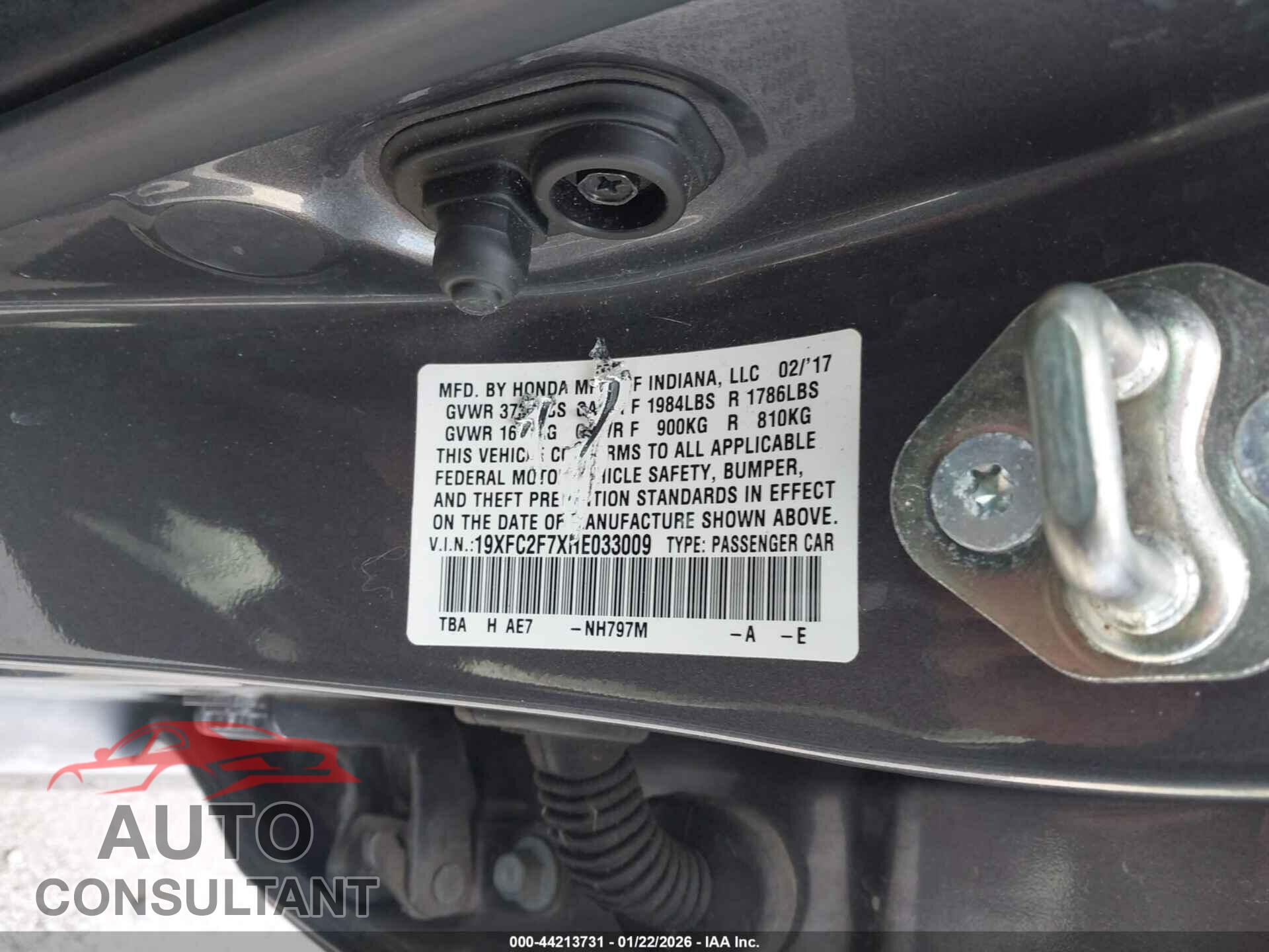 HONDA CIVIC 2017 - 19XFC2F7XHE033009