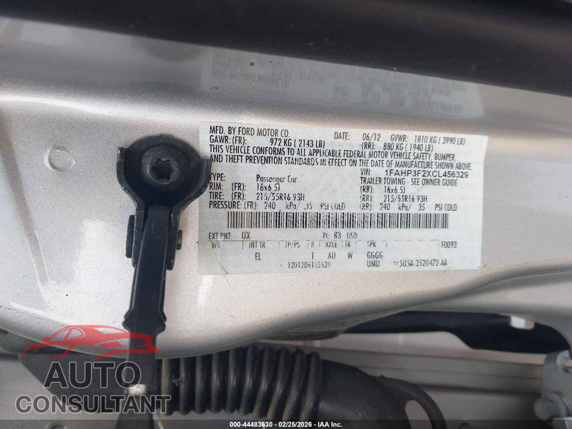FORD FOCUS 2012 - 1FAHP3F2XCL456329