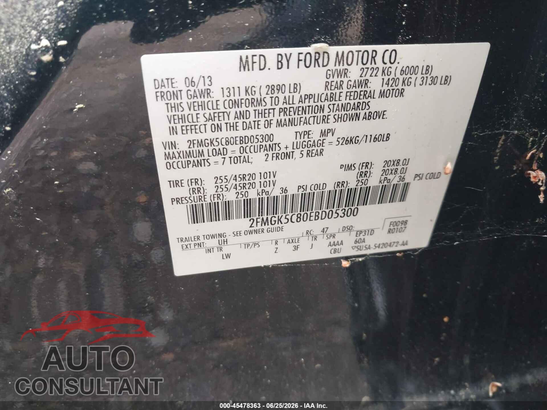 FORD FLEX 2014 - 2FMGK5C80EBD05300