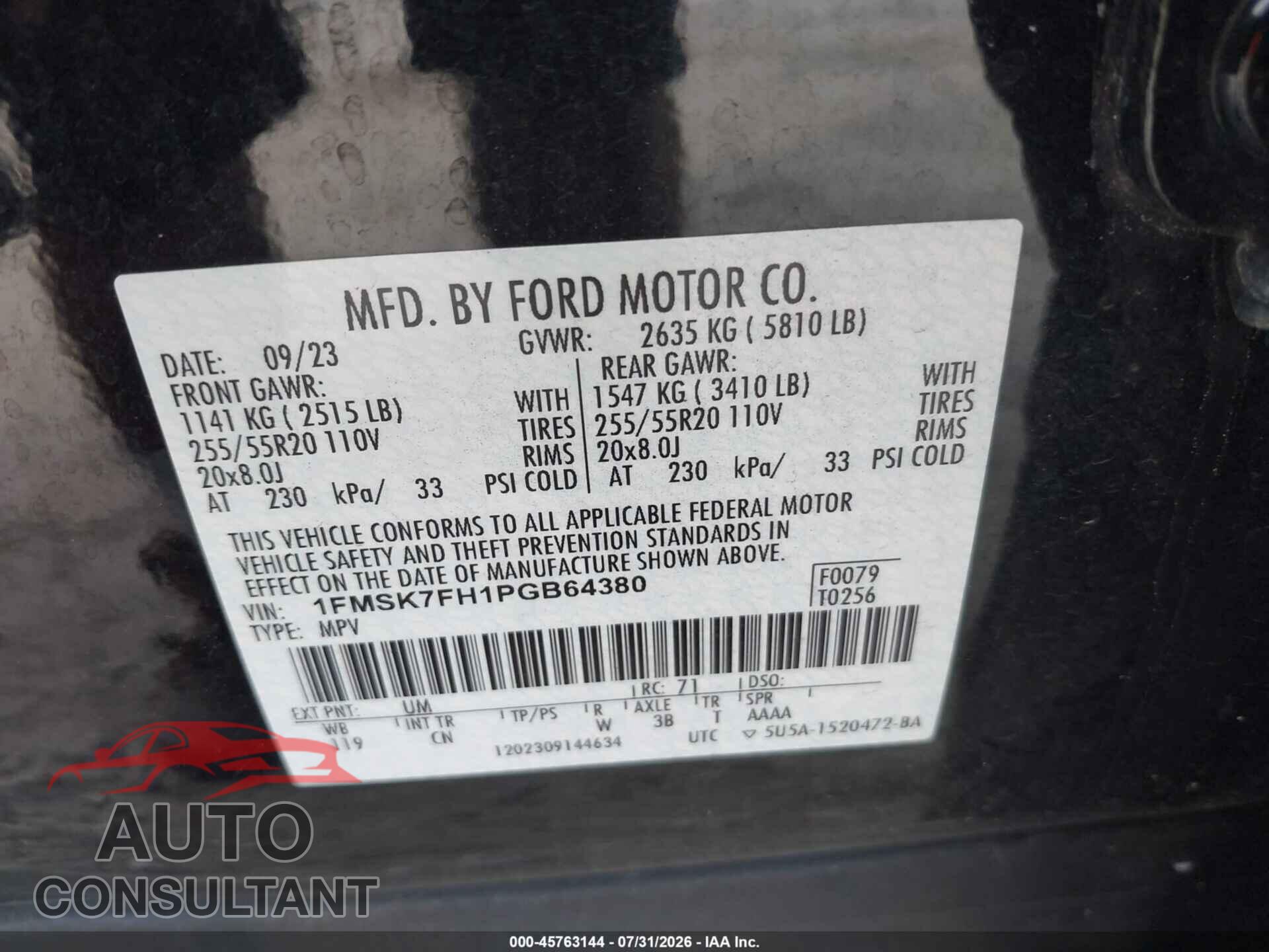 FORD EXPLORER 2023 - 1FMSK7FH1PGB64380