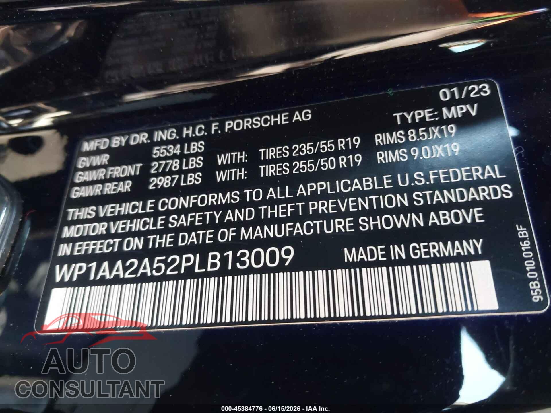 PORSCHE MACAN 2023 - WP1AA2A52PLB13009