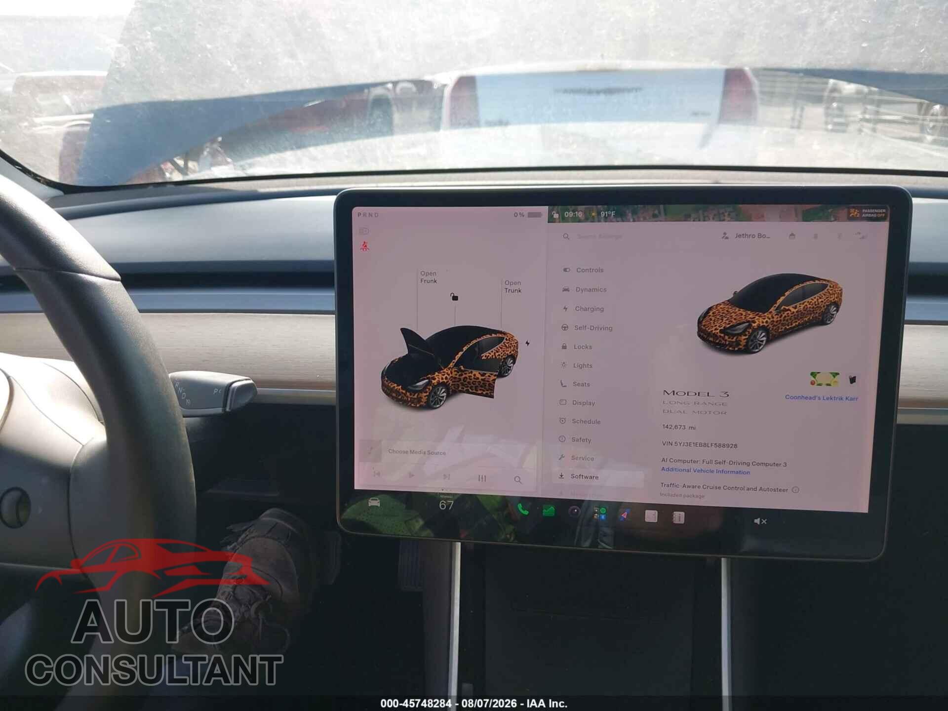 TESLA MODEL 3 2020 - 5YJ3E1EB8LF588928