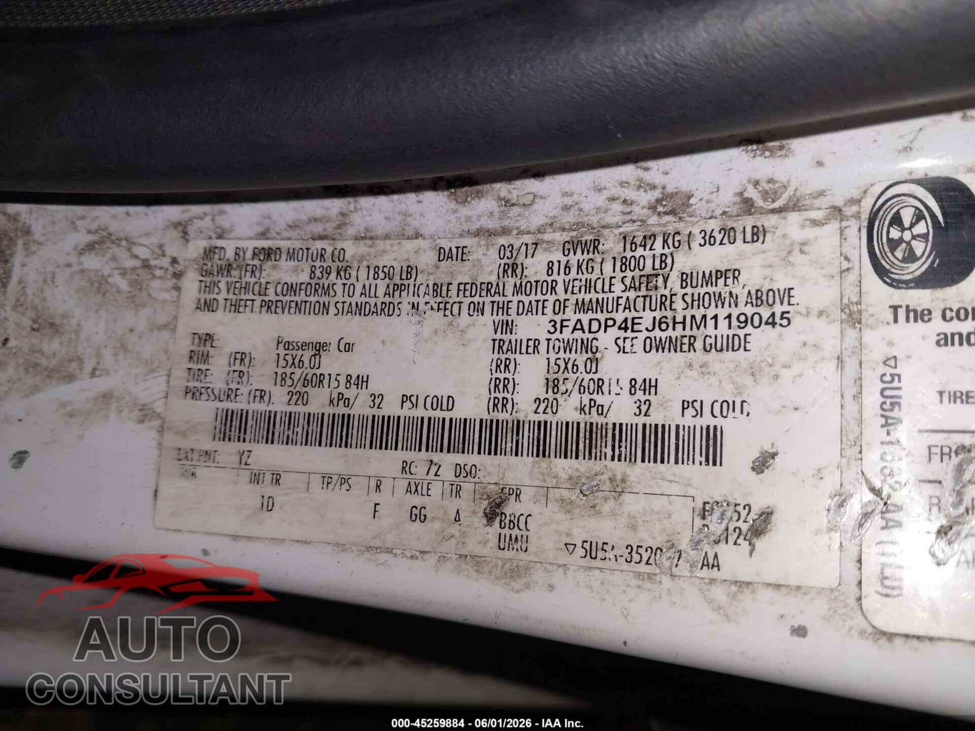 FORD FIESTA 2017 - 3FADP4EJ6HM119045