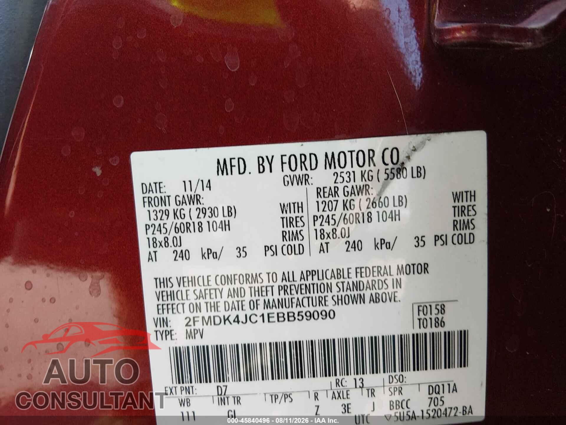 FORD EDGE 2014 - 2FMDK4JC1EBB59090