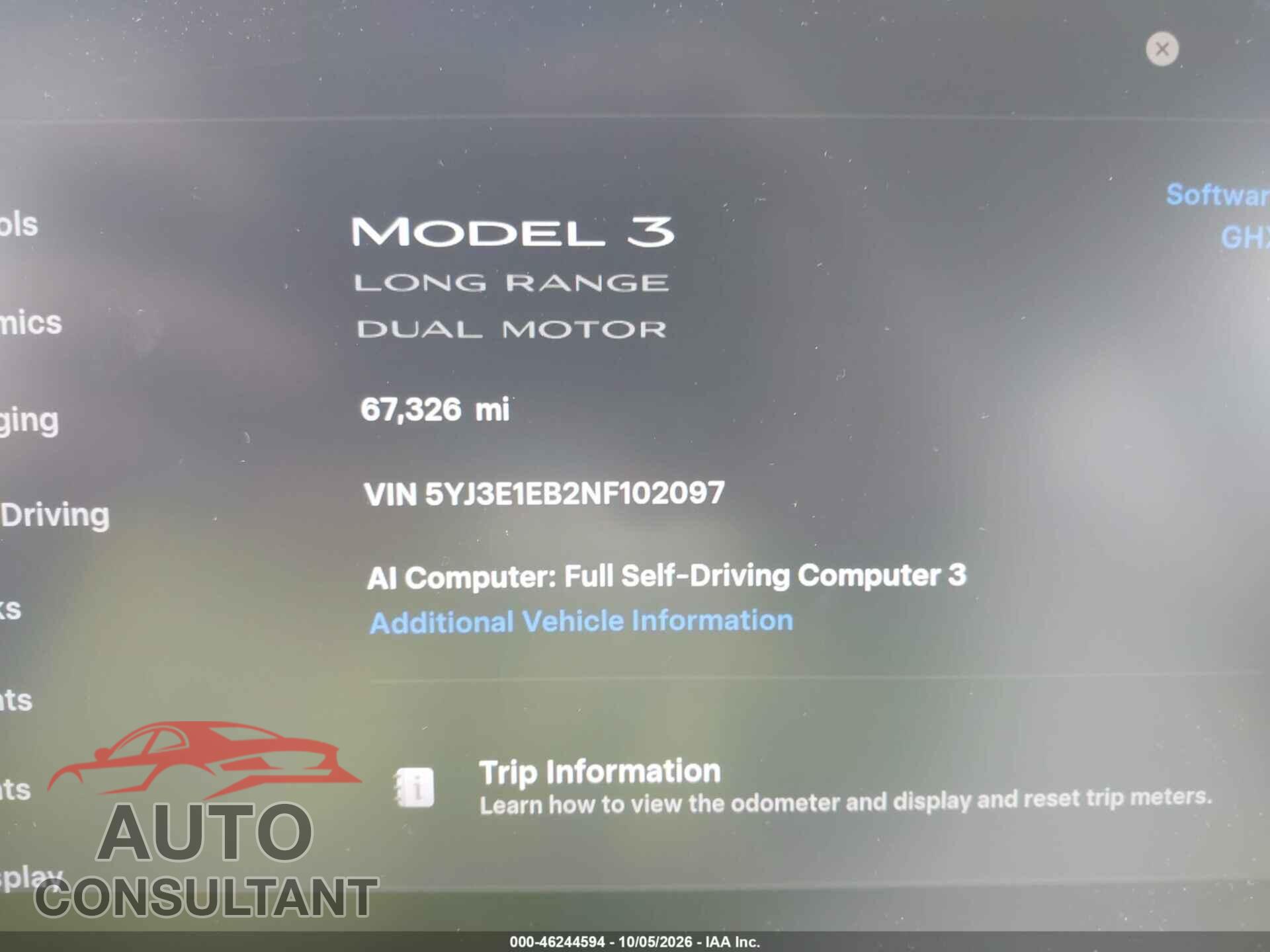 TESLA MODEL 3 2022 - 5YJ3E1EB2NF102097