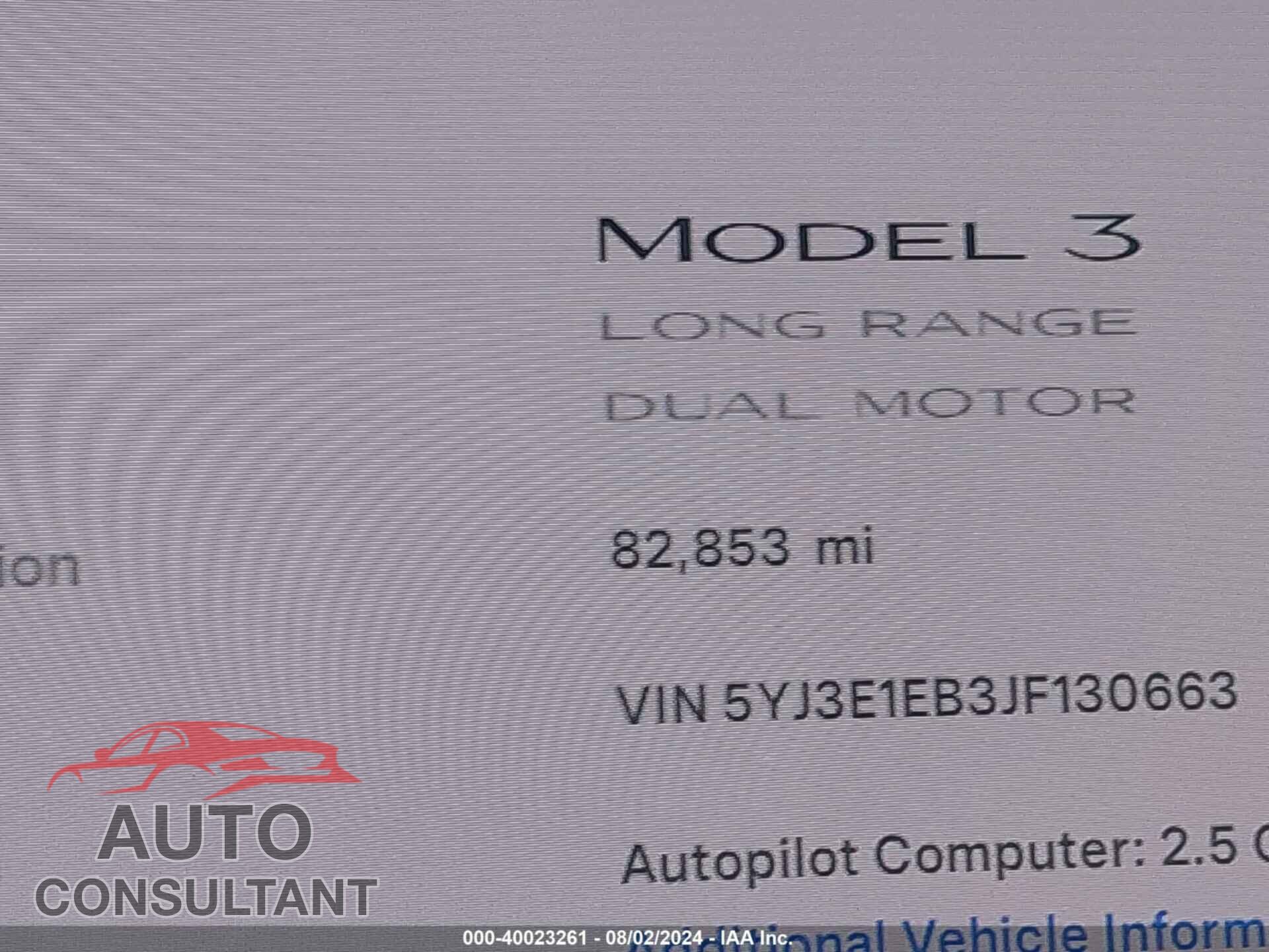TESLA MODEL 3 2018 - 5YJ3E1EB3JF130663