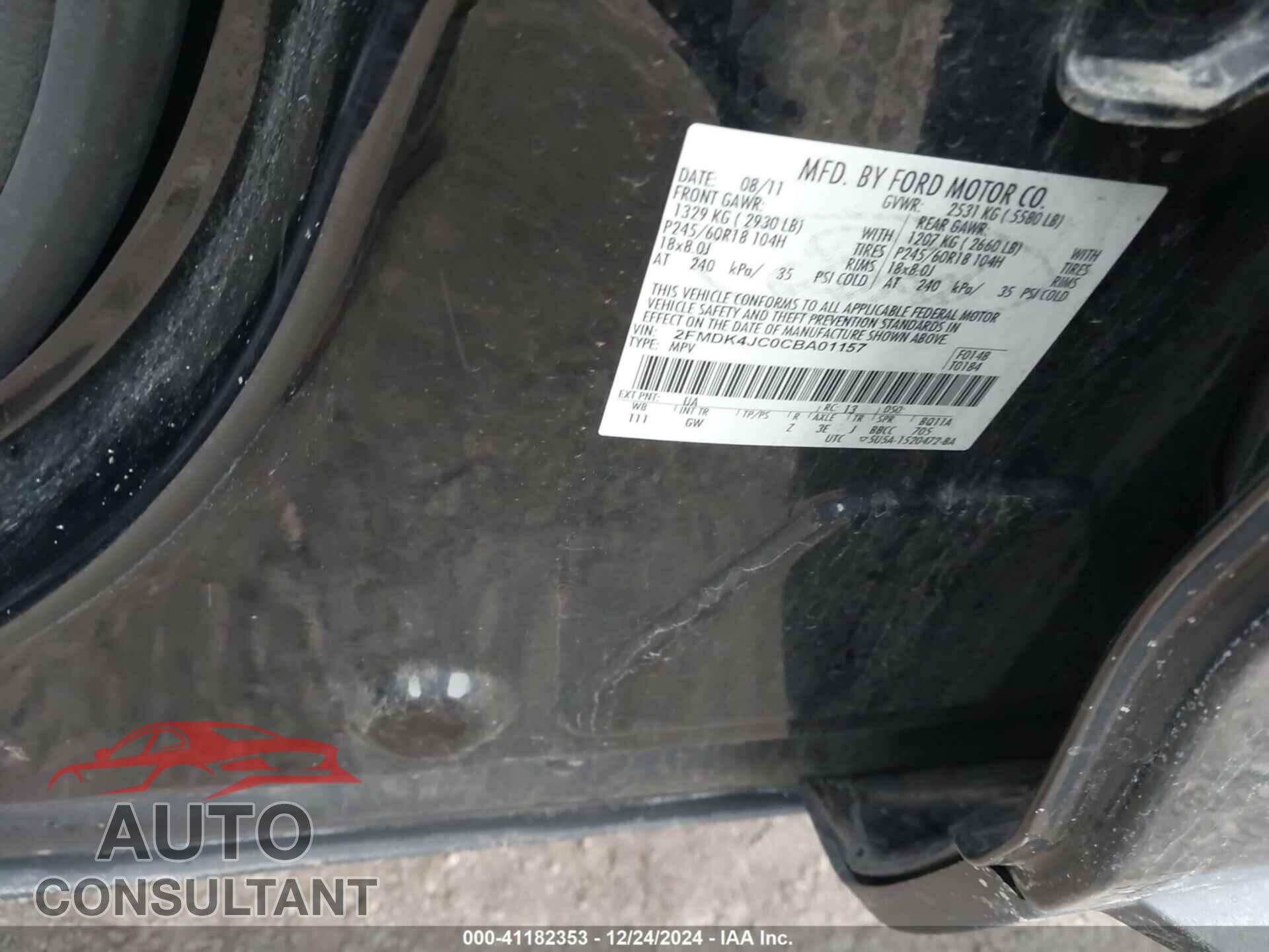 FORD EDGE 2012 - 2FMDK4JC0CBA01157