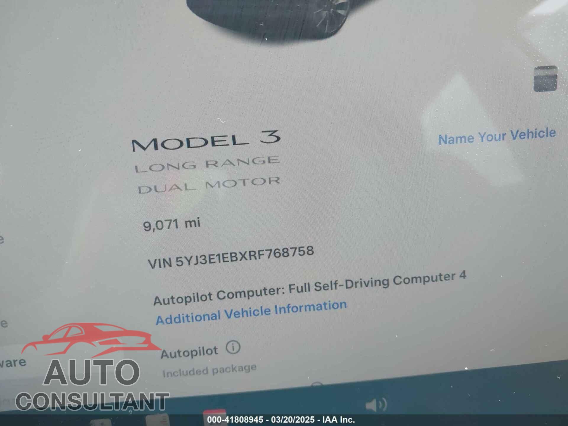 TESLA MODEL 3 2024 - 5YJ3E1EBXRF768758