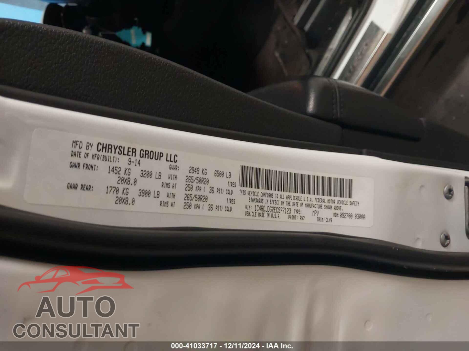DODGE DURANGO 2014 - 1C4RDJDG2EC977123