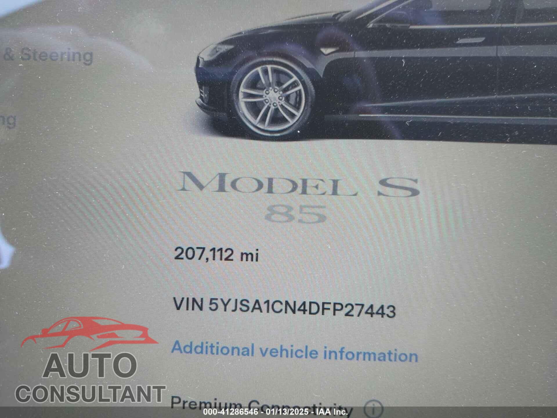TESLA MODEL S 2013 - 5YJSA1CN4DFP27443