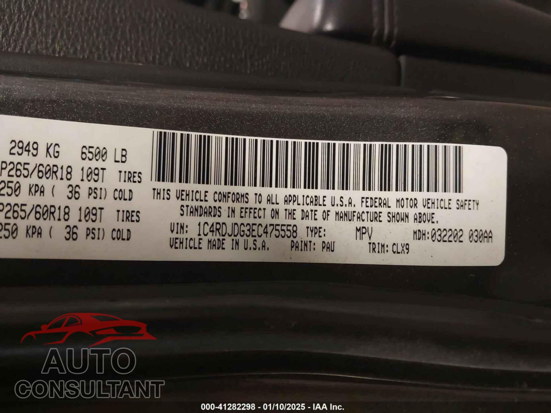 DODGE DURANGO 2014 - 1C4RDJDG3EC475558