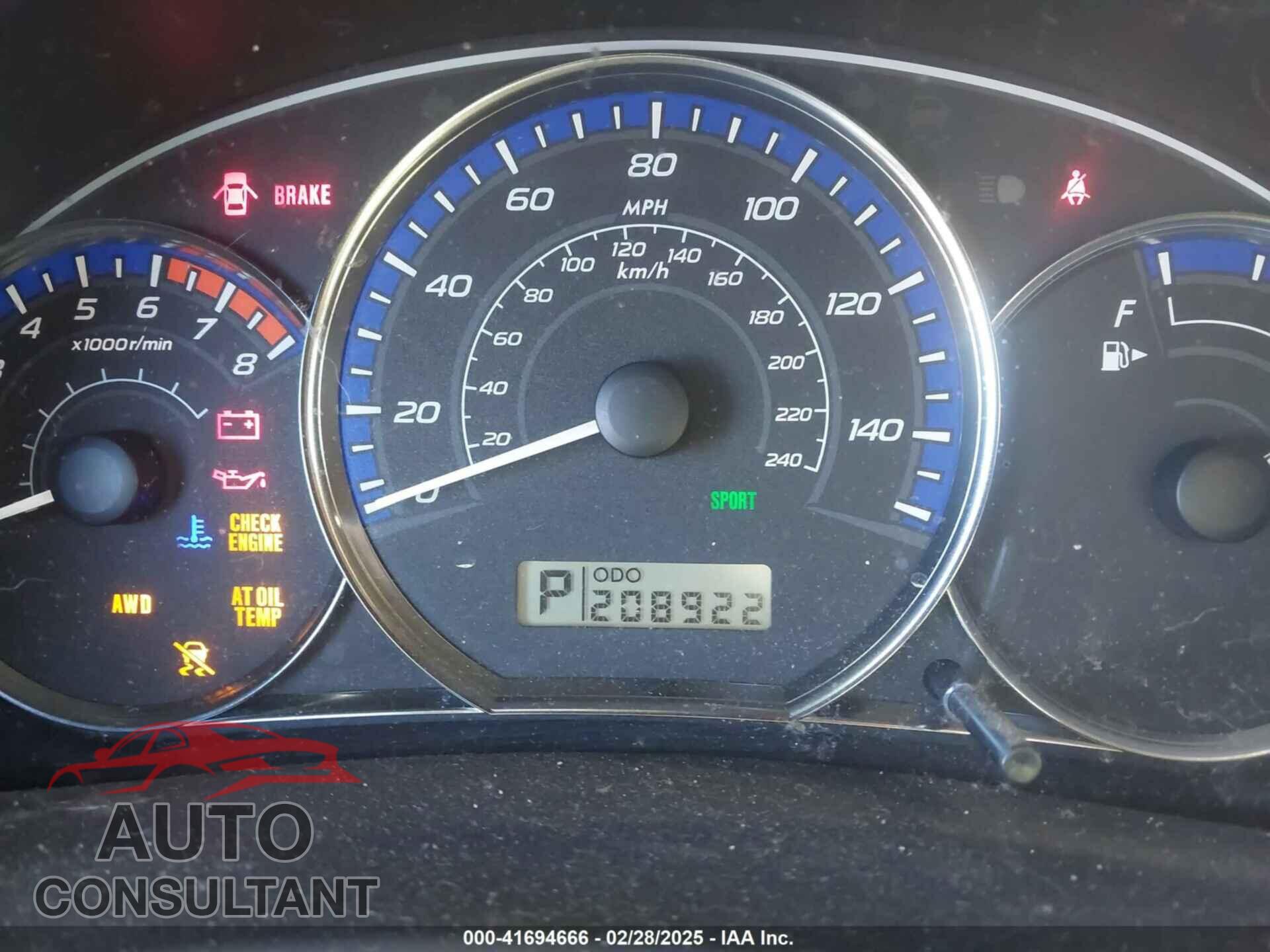 SUBARU FORESTER 2010 - JF2SH6AC0AH736857