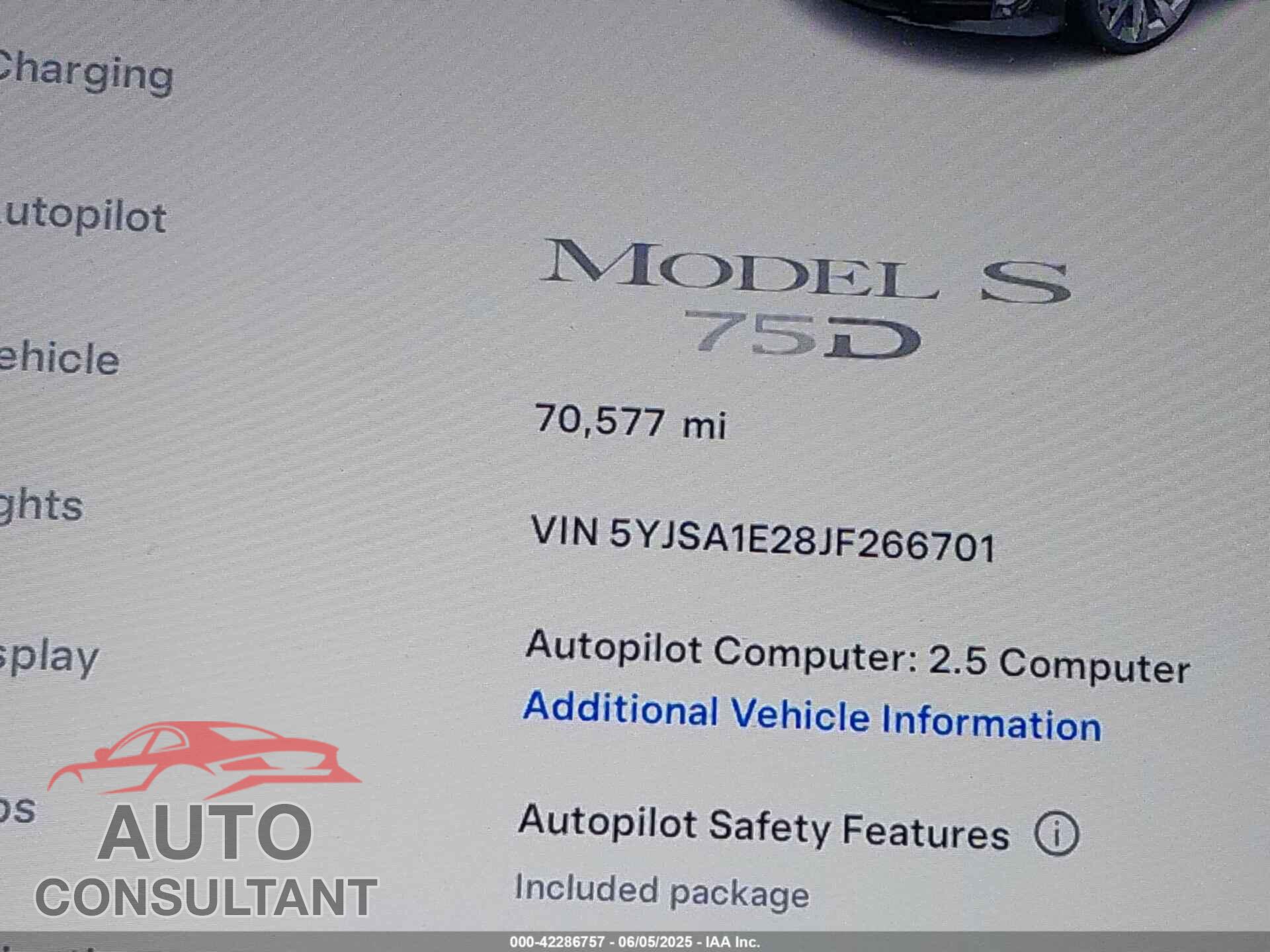 TESLA MODEL S 2018 - 5YJSA1E28JF266701