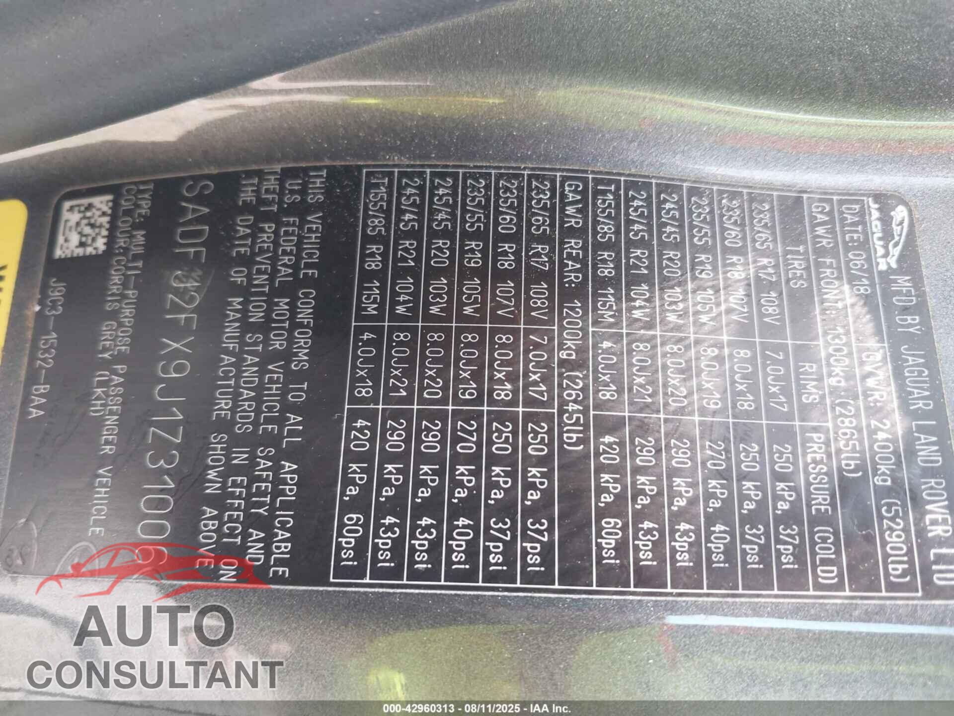 JAGUAR E-PACE 2018 - SADFJ2FX9J1Z31006