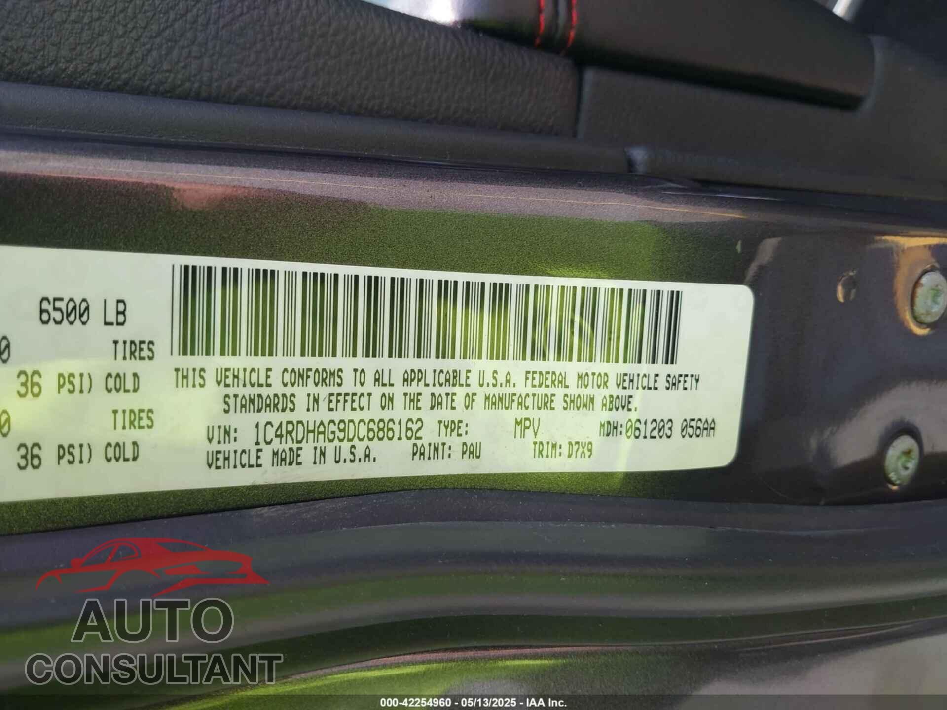 DODGE DURANGO 2013 - 1C4RDHAG9DC686162