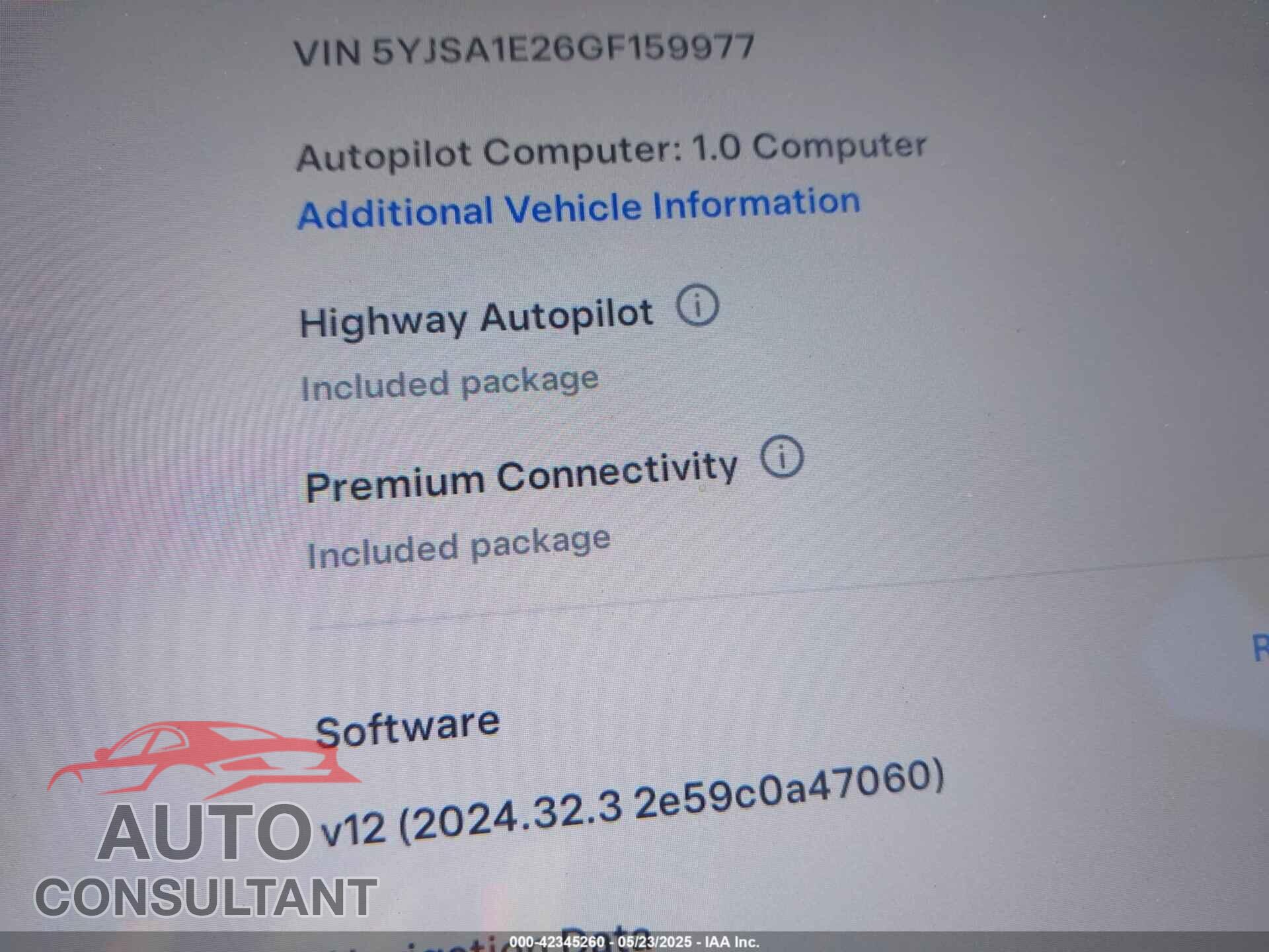 TESLA MODEL S 2016 - 5YJSA1E26GF159977