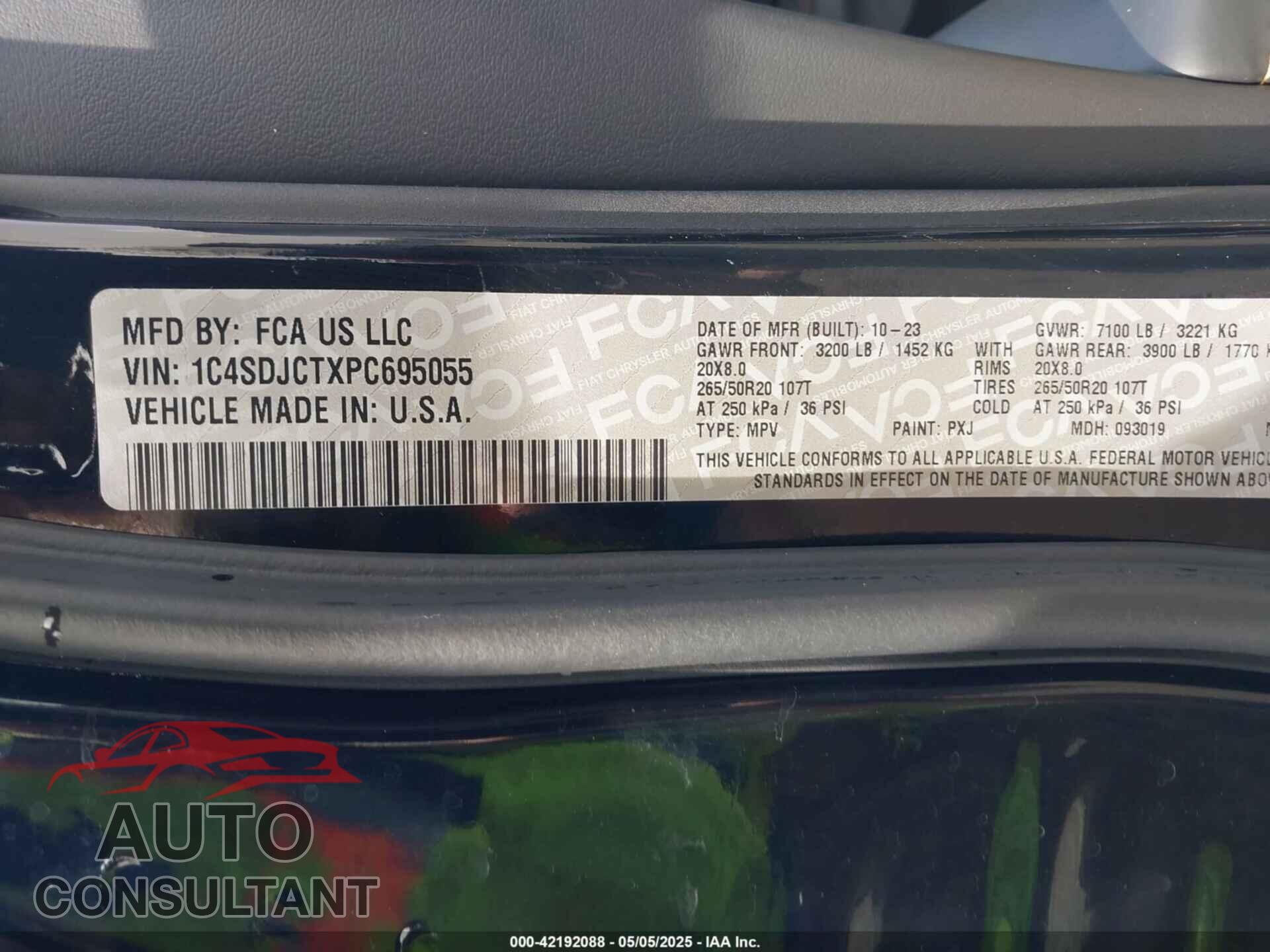 DODGE DURANGO 2023 - 1C4SDJCTXPC695055