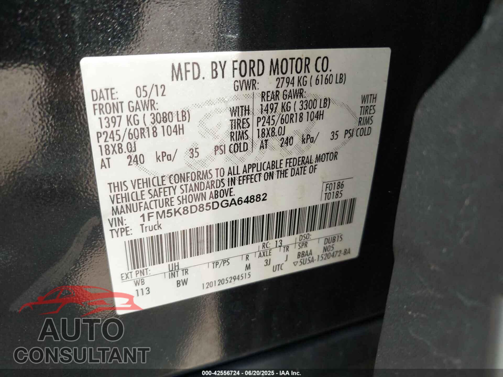 FORD EXPLORER 2013 - 1FM5K8D85DGA64882