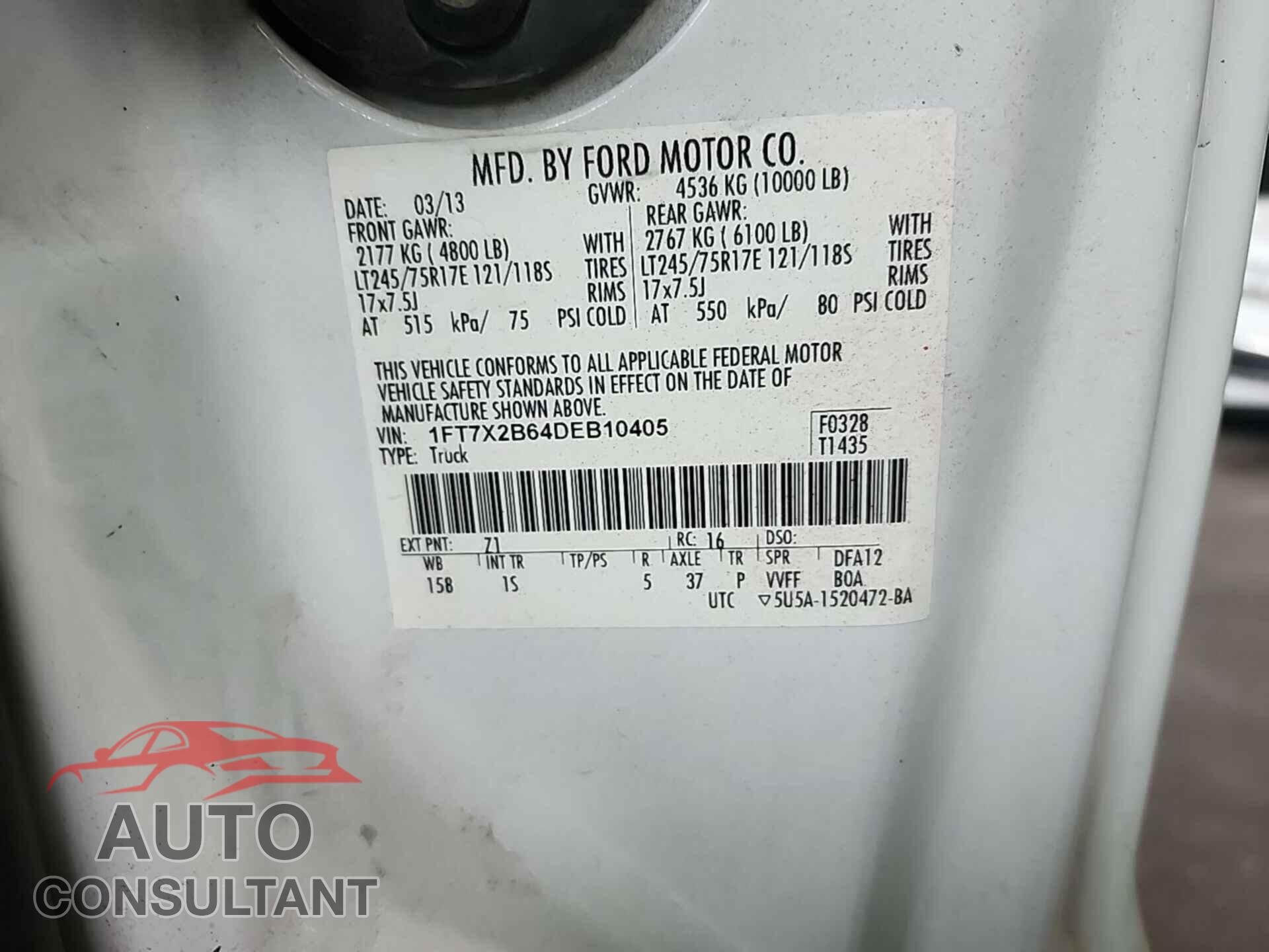 FORD F-250 2013 - 1FT7X2B64DEB10405