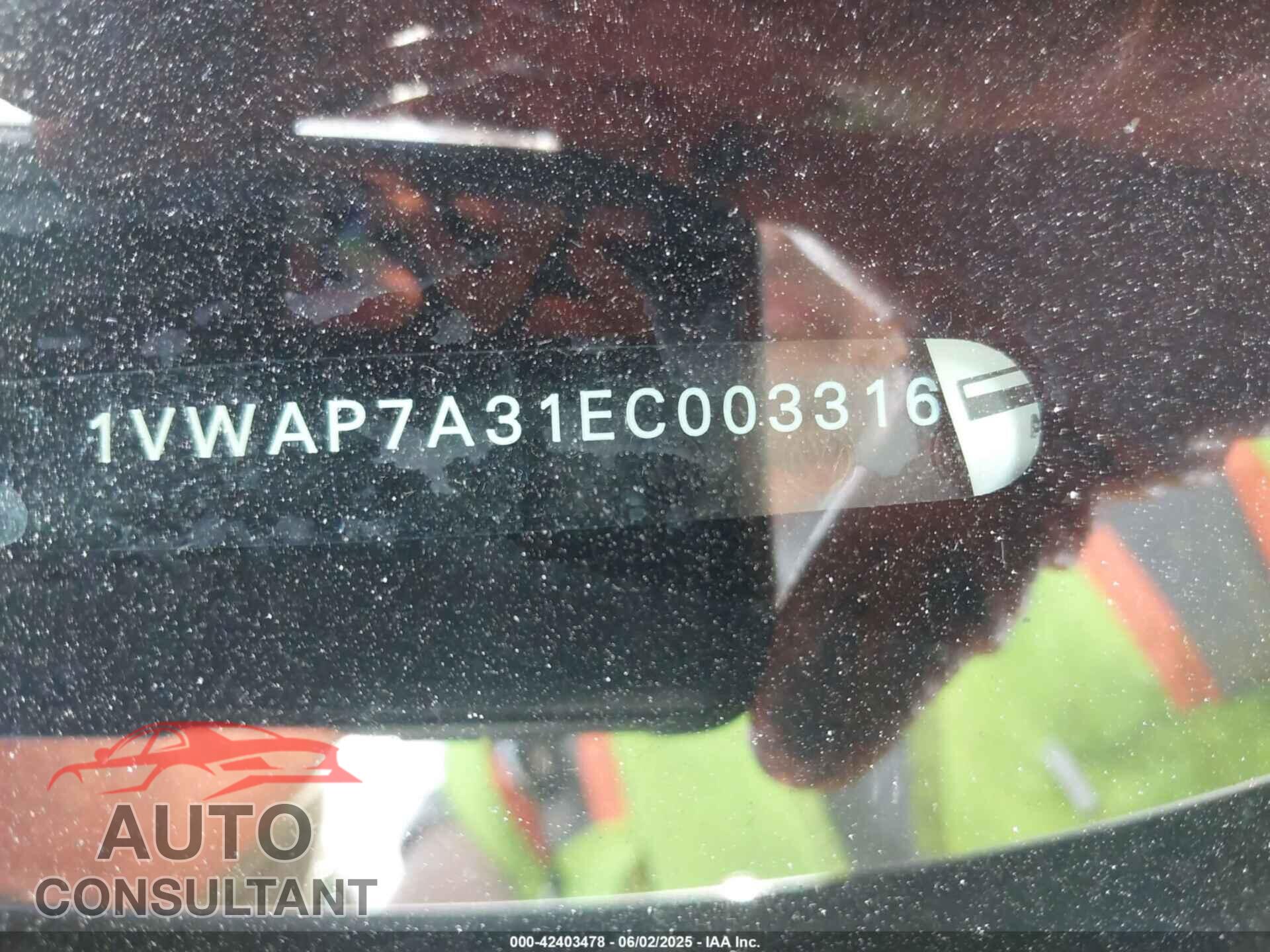 VOLKSWAGEN PASSAT 2014 - 1VWAP7A31EC003316