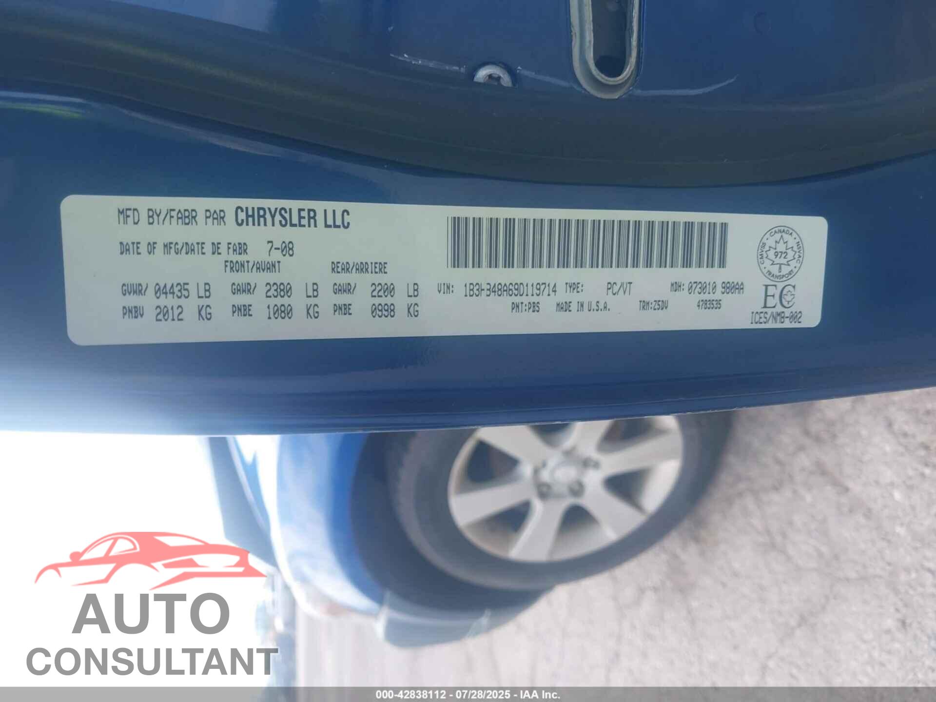 DODGE CALIBER 2009 - 1B3HB48A69D119714