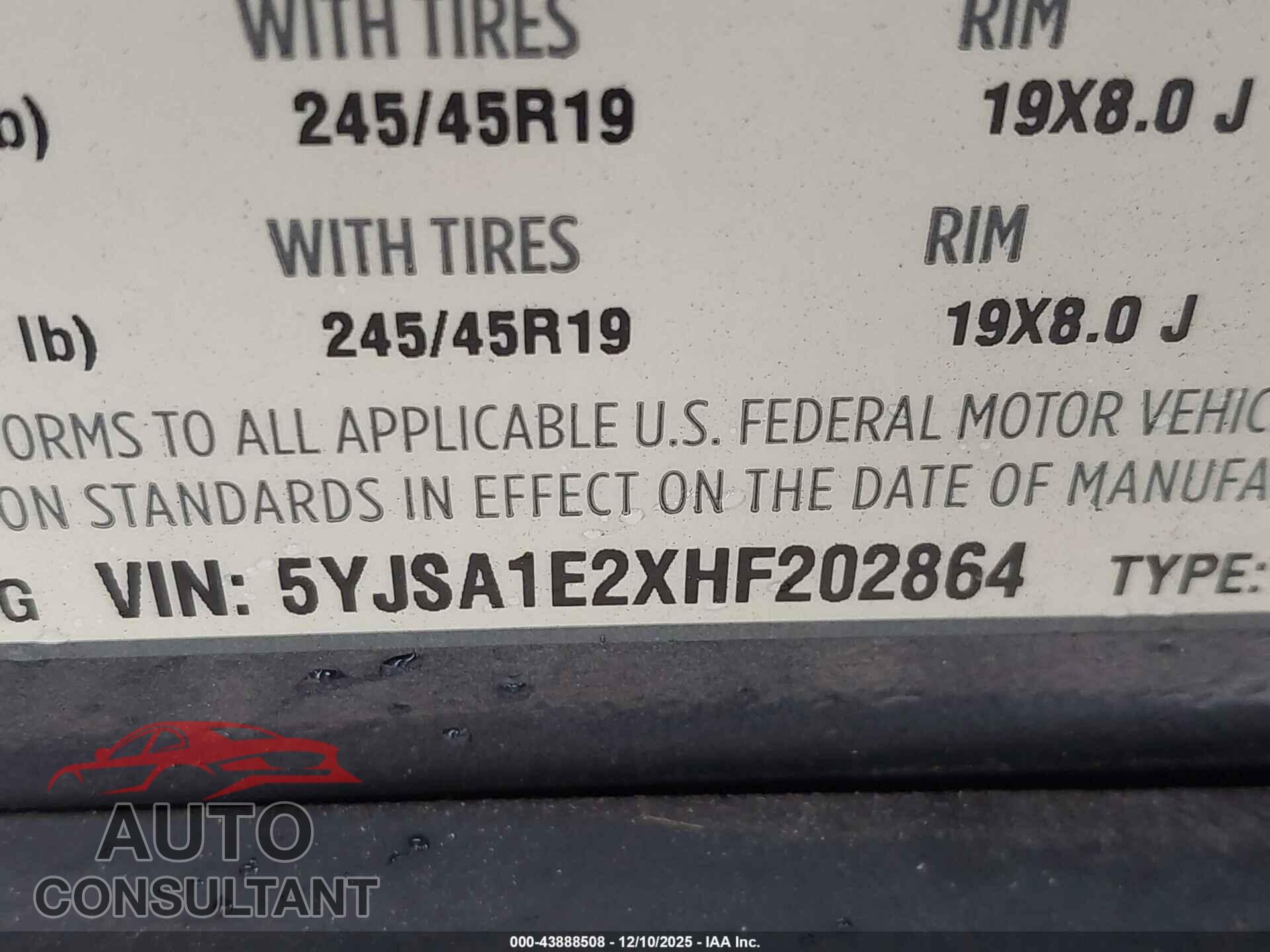 TESLA MODEL S 2017 - 5YJSA1E2XHF202864