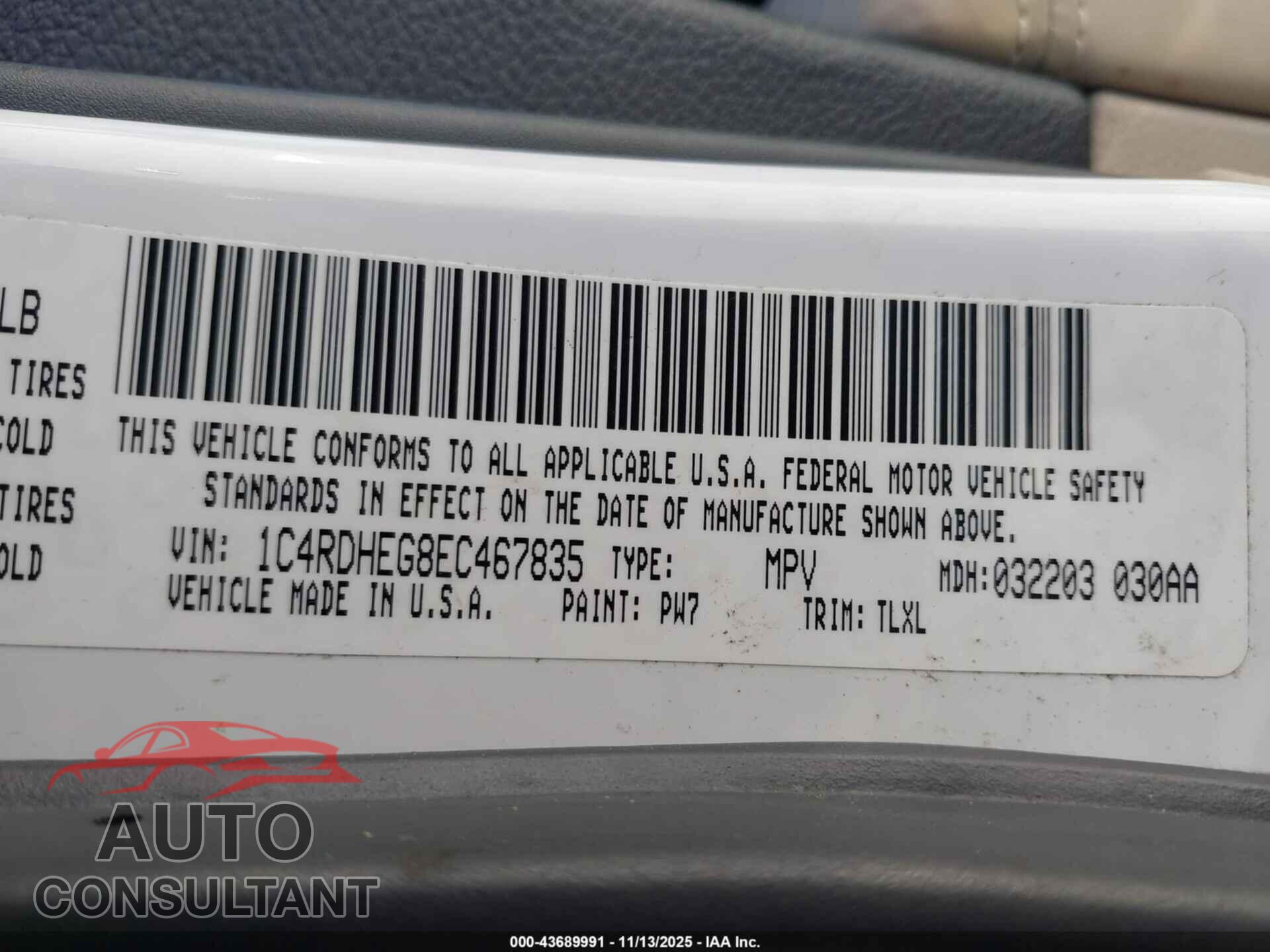 DODGE DURANGO 2014 - 1C4RDHEG8EC467835