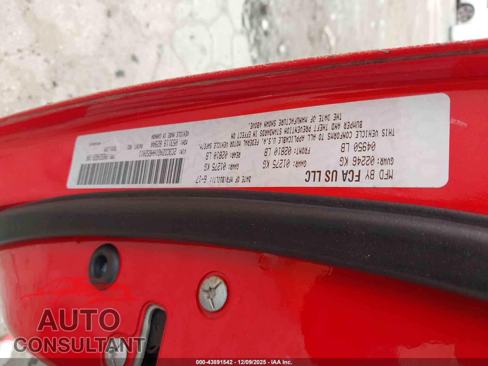 DODGE CHALLENGER 2017 - 2C3CDZAG1HH652011