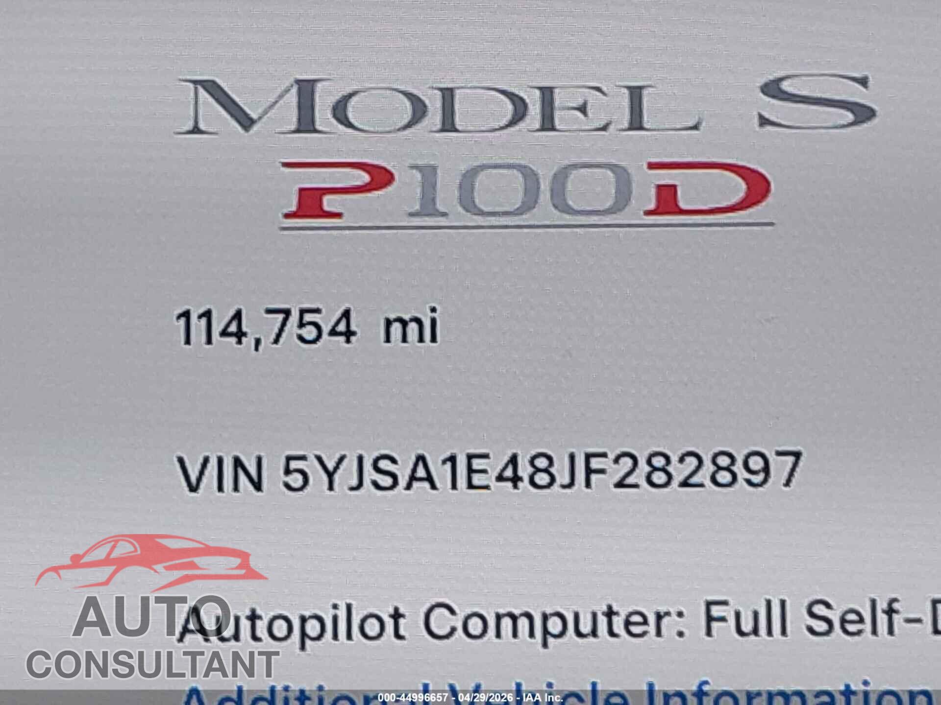 TESLA MODEL S 2018 - 5YJSA1E48JF282897