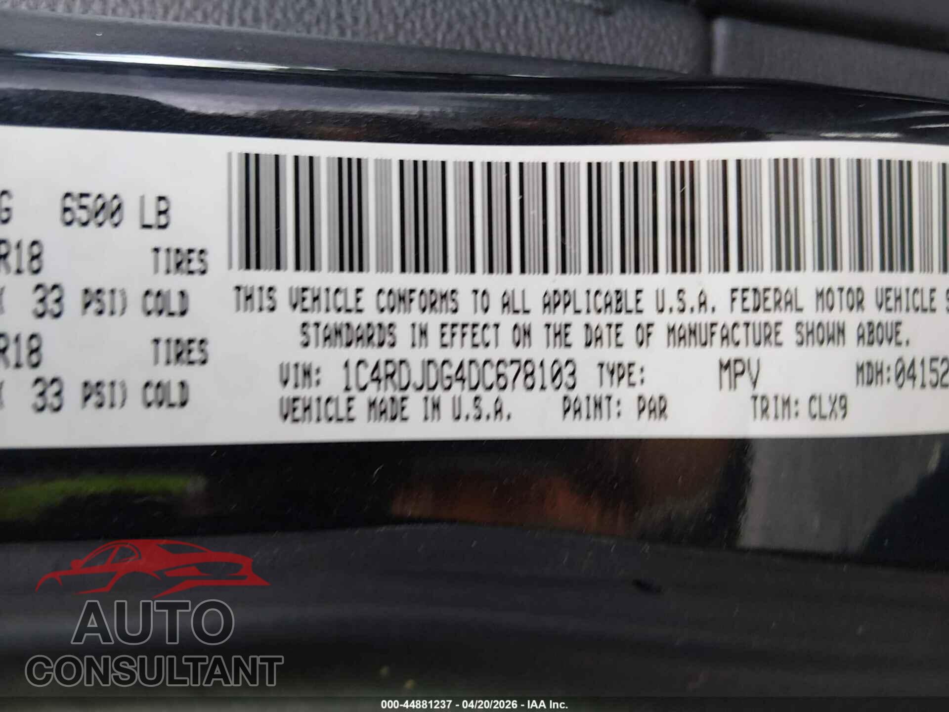 DODGE DURANGO 2013 - 1C4RDJDG4DC678103