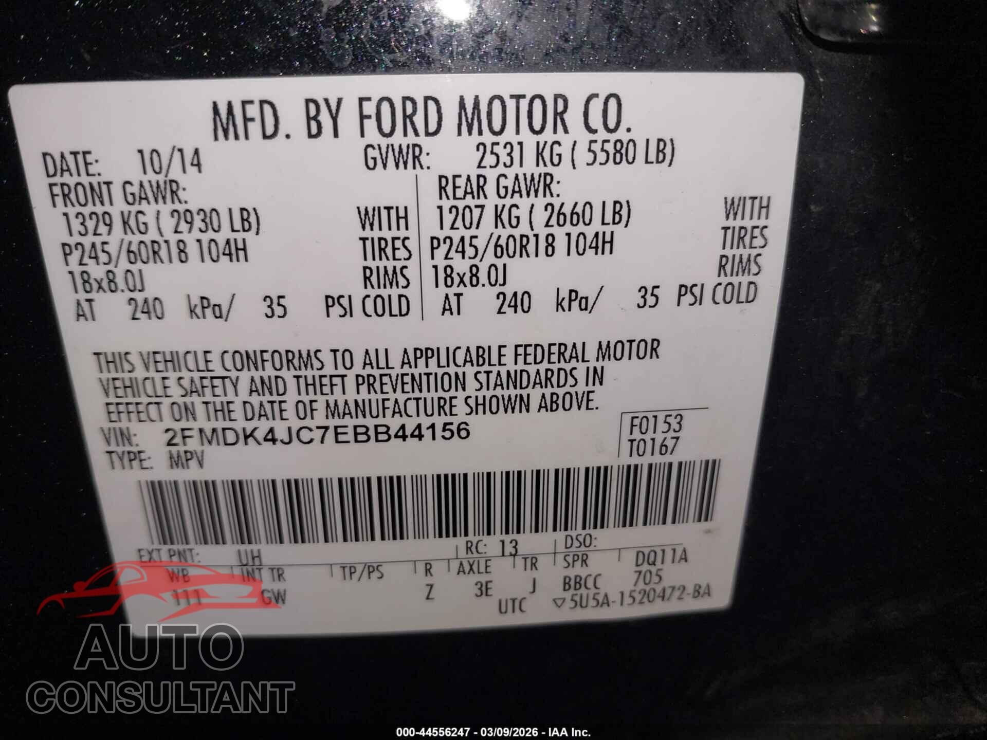 FORD EDGE 2014 - 2FMDK4JC7EBB44156