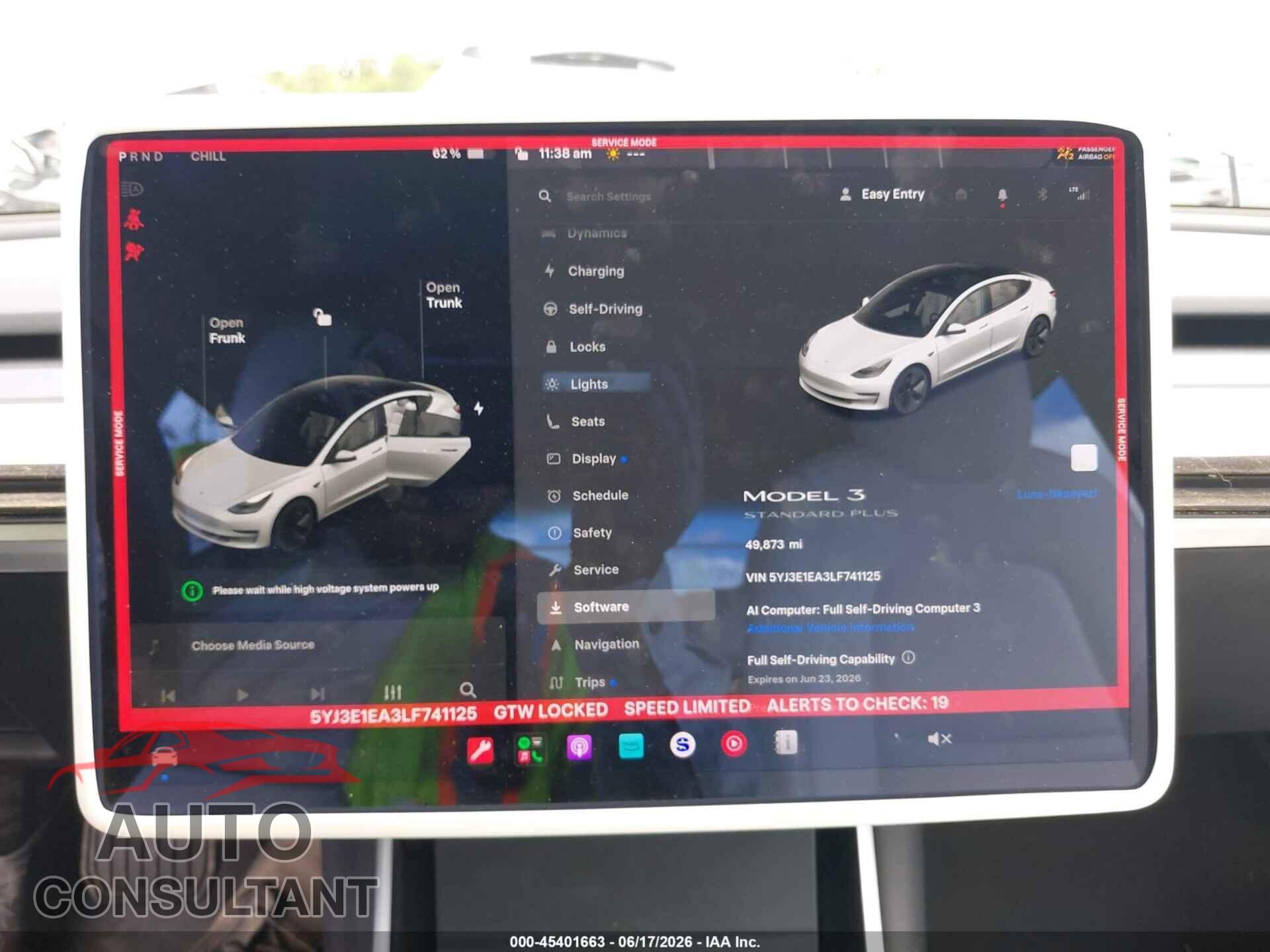 TESLA MODEL 3 2020 - 5YJ3E1EA3LF741125