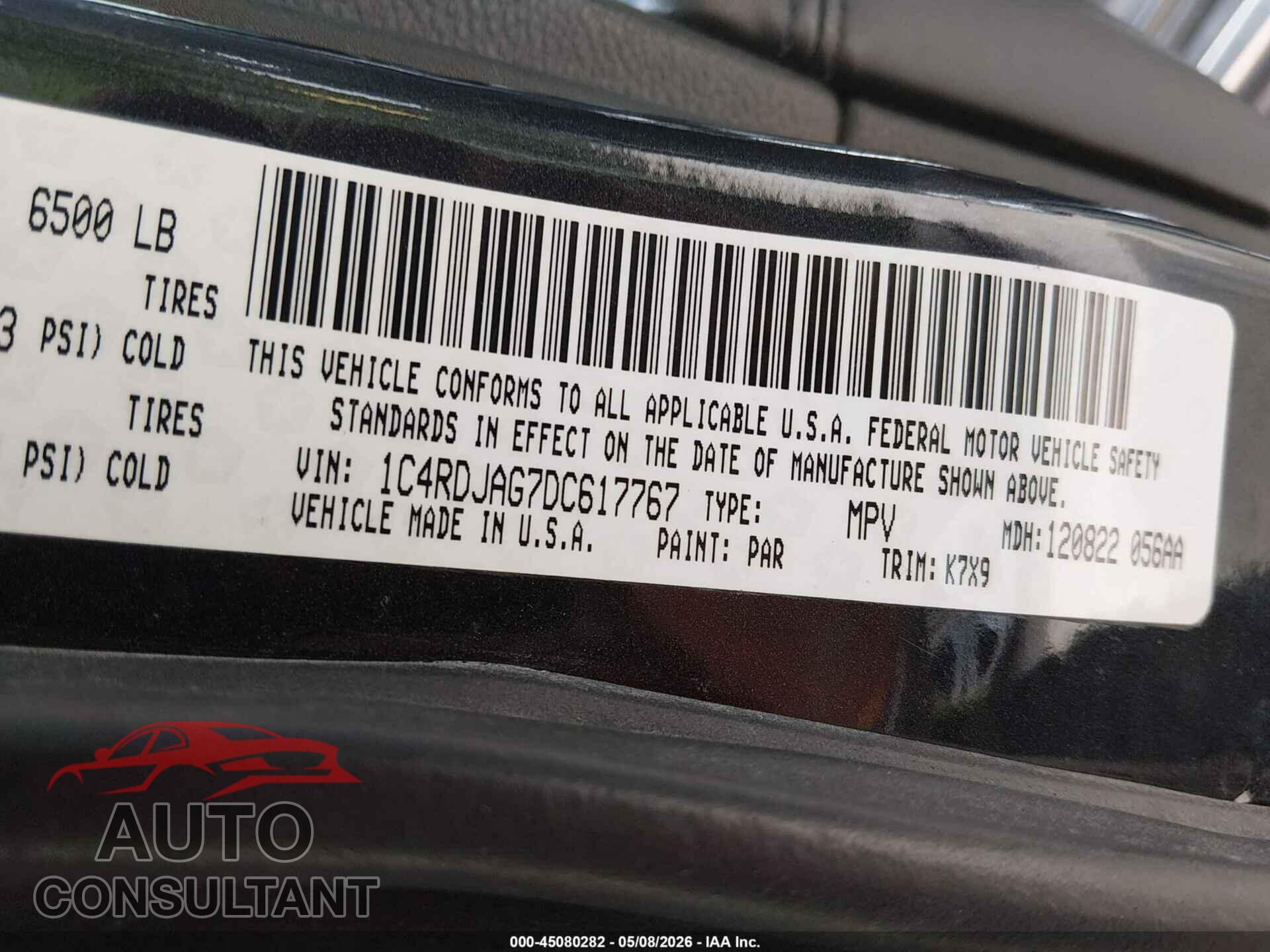 DODGE DURANGO 2013 - 1C4RDJAG7DC617767