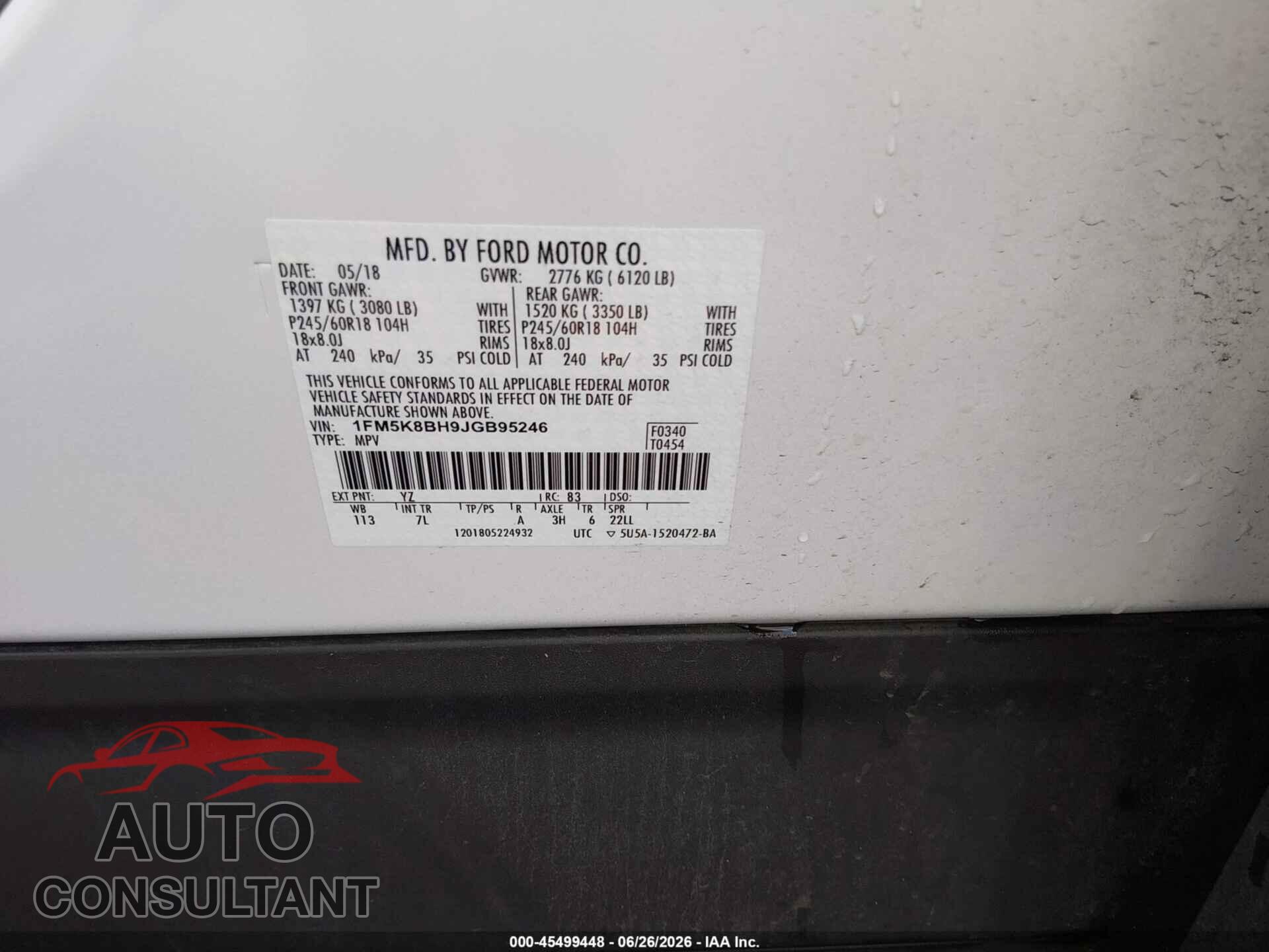 FORD EXPLORER 2018 - 1FM5K8BH9JGB95246