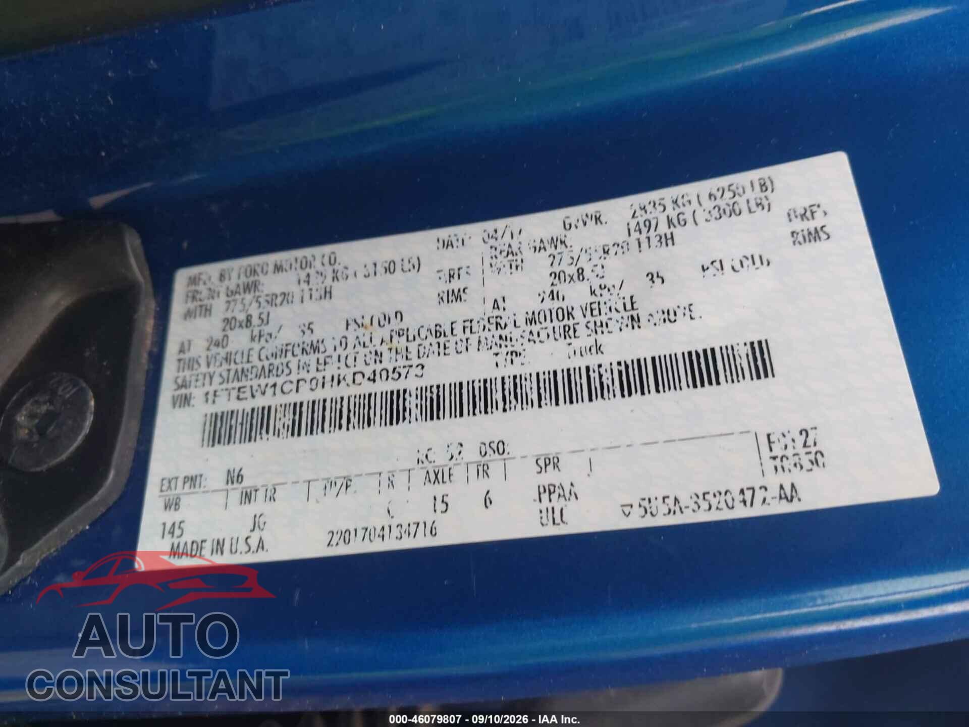 FORD F-150 2017 - 1FTEW1CP9HKD40573