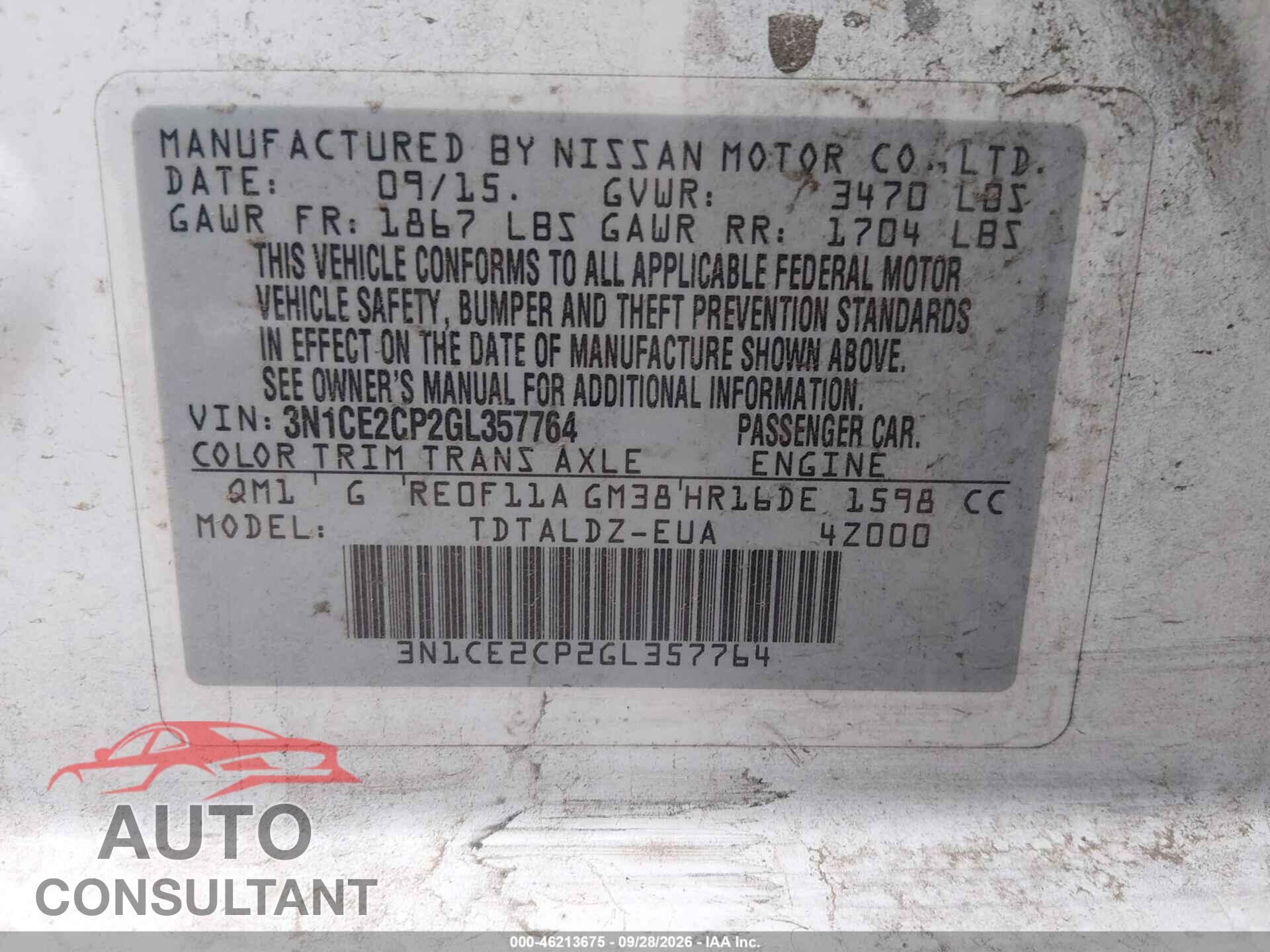 NISSAN VERSA NOTE 2016 - 3N1CE2CP2GL357764
