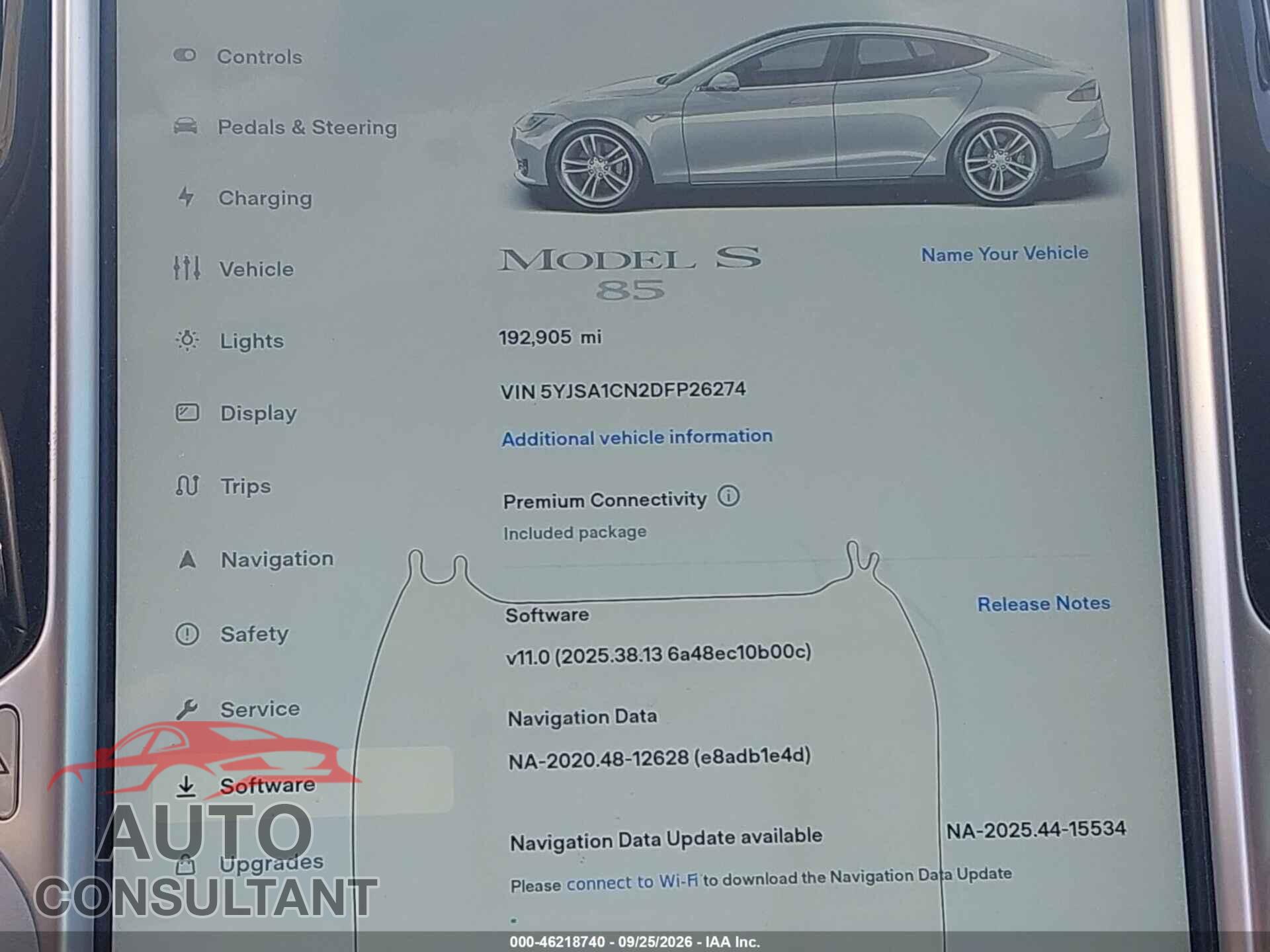 TESLA MODEL S 2013 - 5YJSA1CN2DFP26274