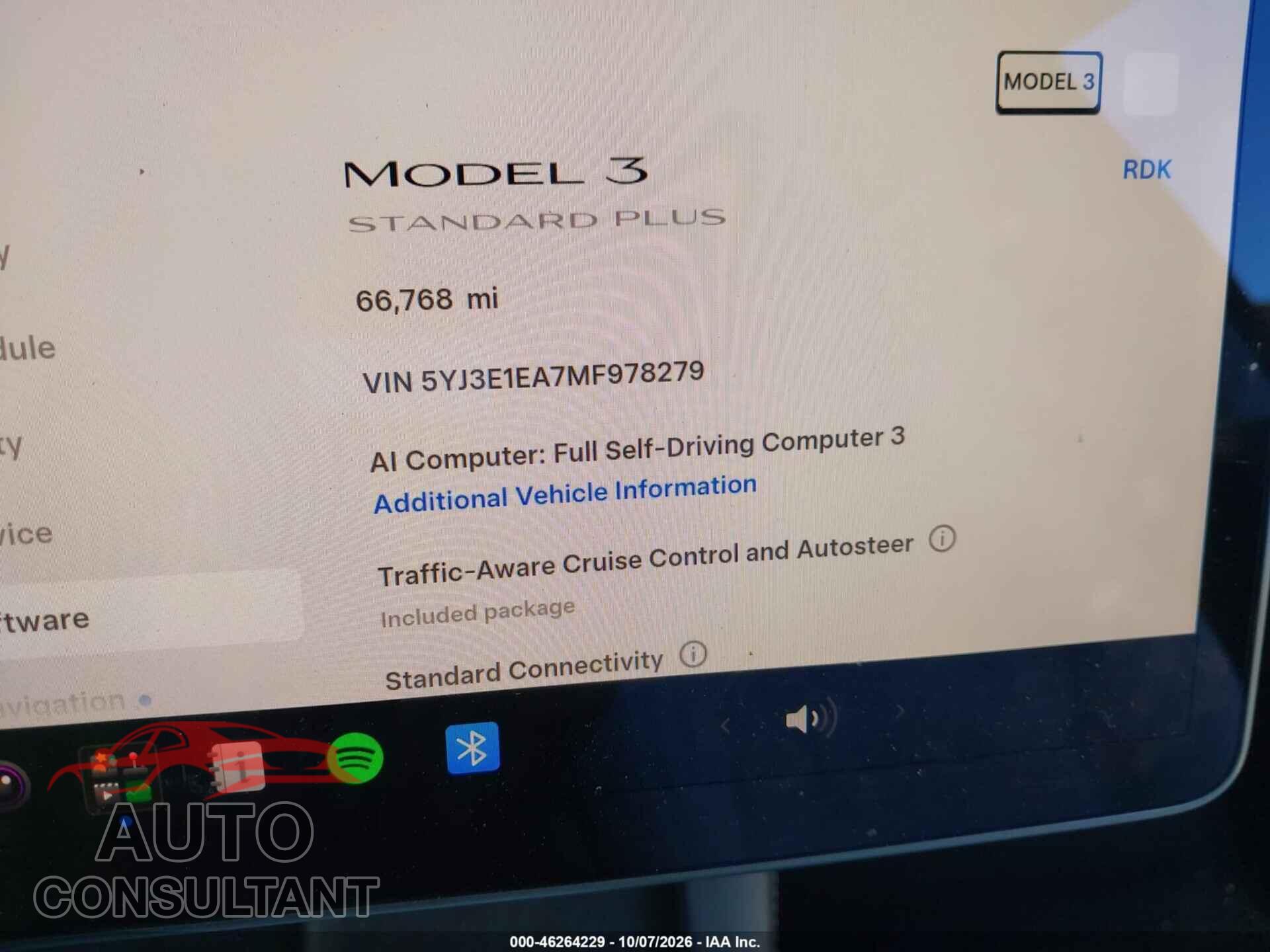 TESLA MODEL 3 2021 - 5YJ3E1EA7MF978279