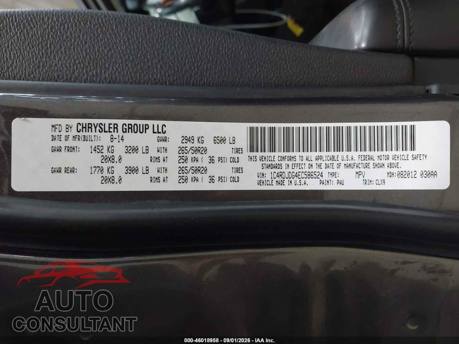 DODGE DURANGO 2014 - 1C4RDJDG4EC586524